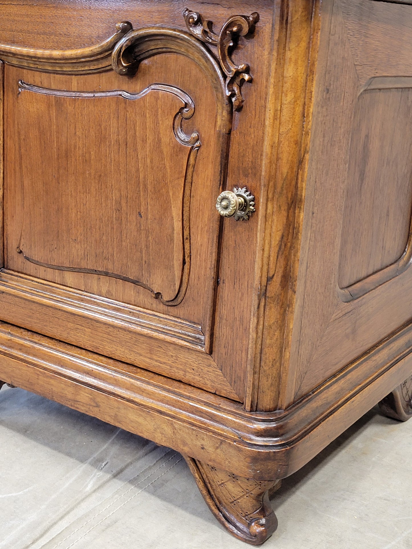 Antique Austrian Walnut and Black Marble Top Nightstands - a Pair