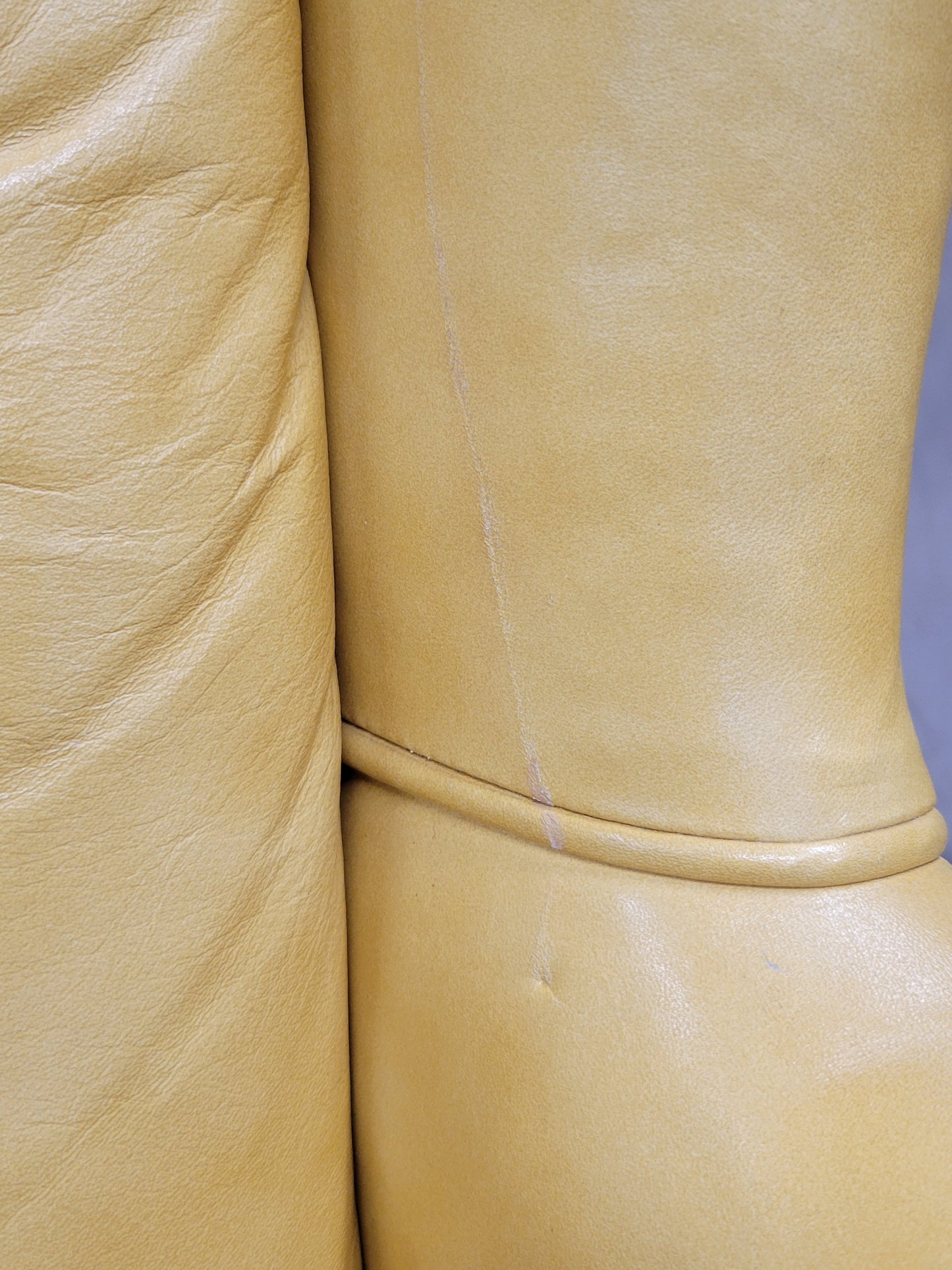 Vintage Classic Brand Top Grain Yellow Leather Chesterfield Chairs - a Pair