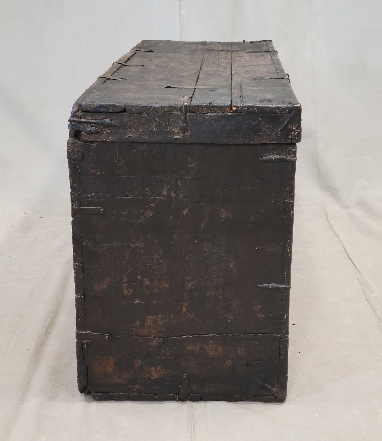 Antique Early 1900s Tibetan Trunk With Original Paint in Flaming Jewel Motif