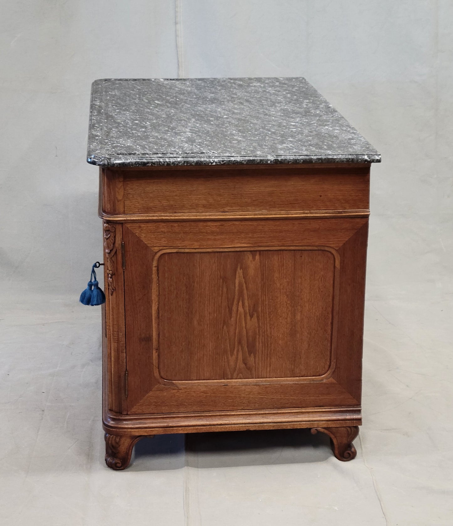 Antique Early 1900s Austrian Walnut Marble Top Sideboard Buffet