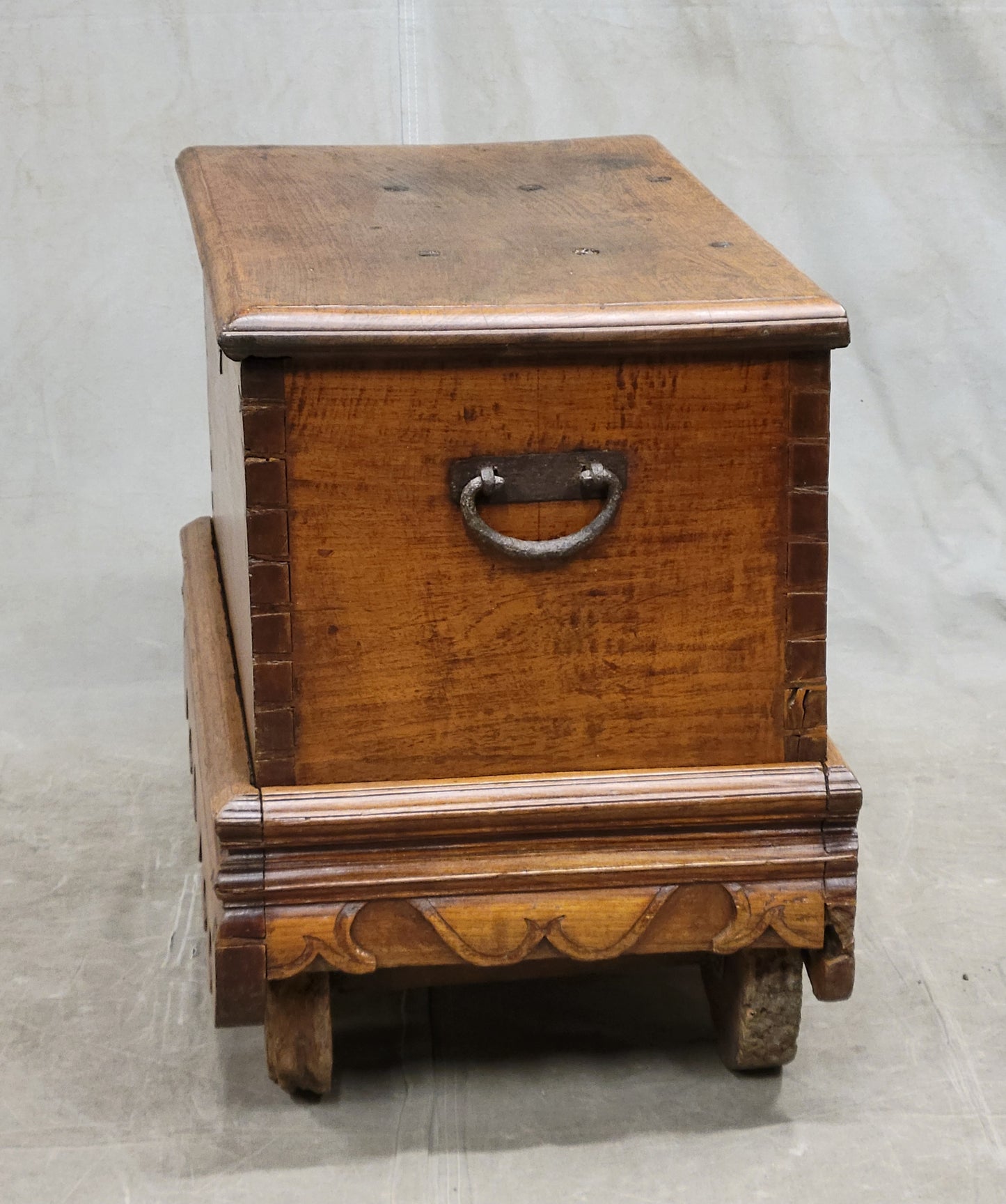 Antique Javanese Teak Grobog Blanket Chest on Wheels