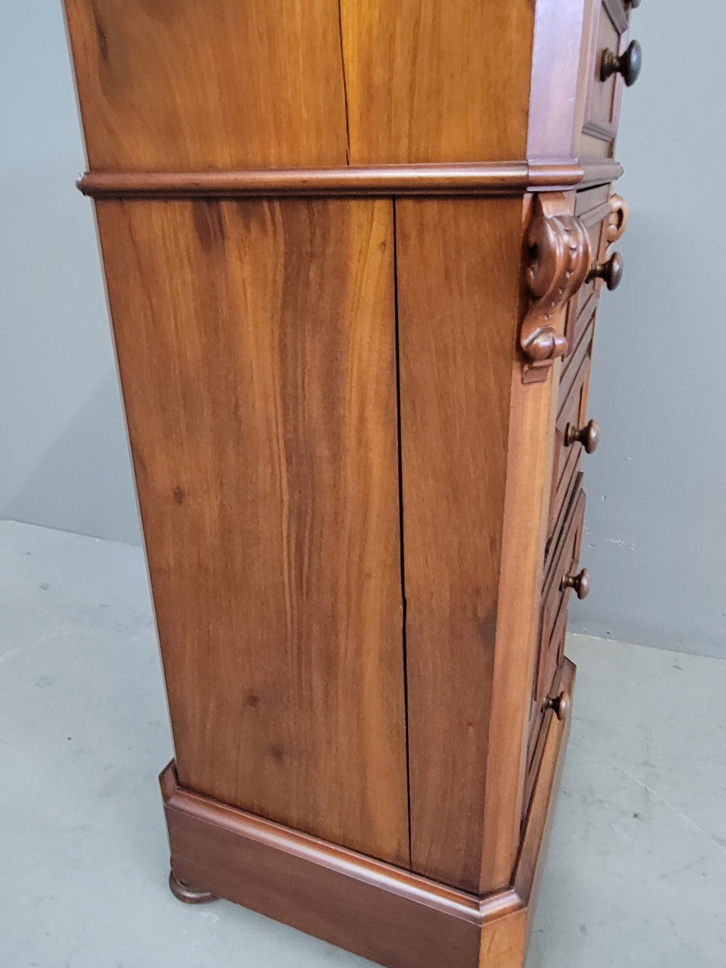 Antique 1860s English Mahogany and Carrera Marble Nightstand/Pot Cupboard With Drawers