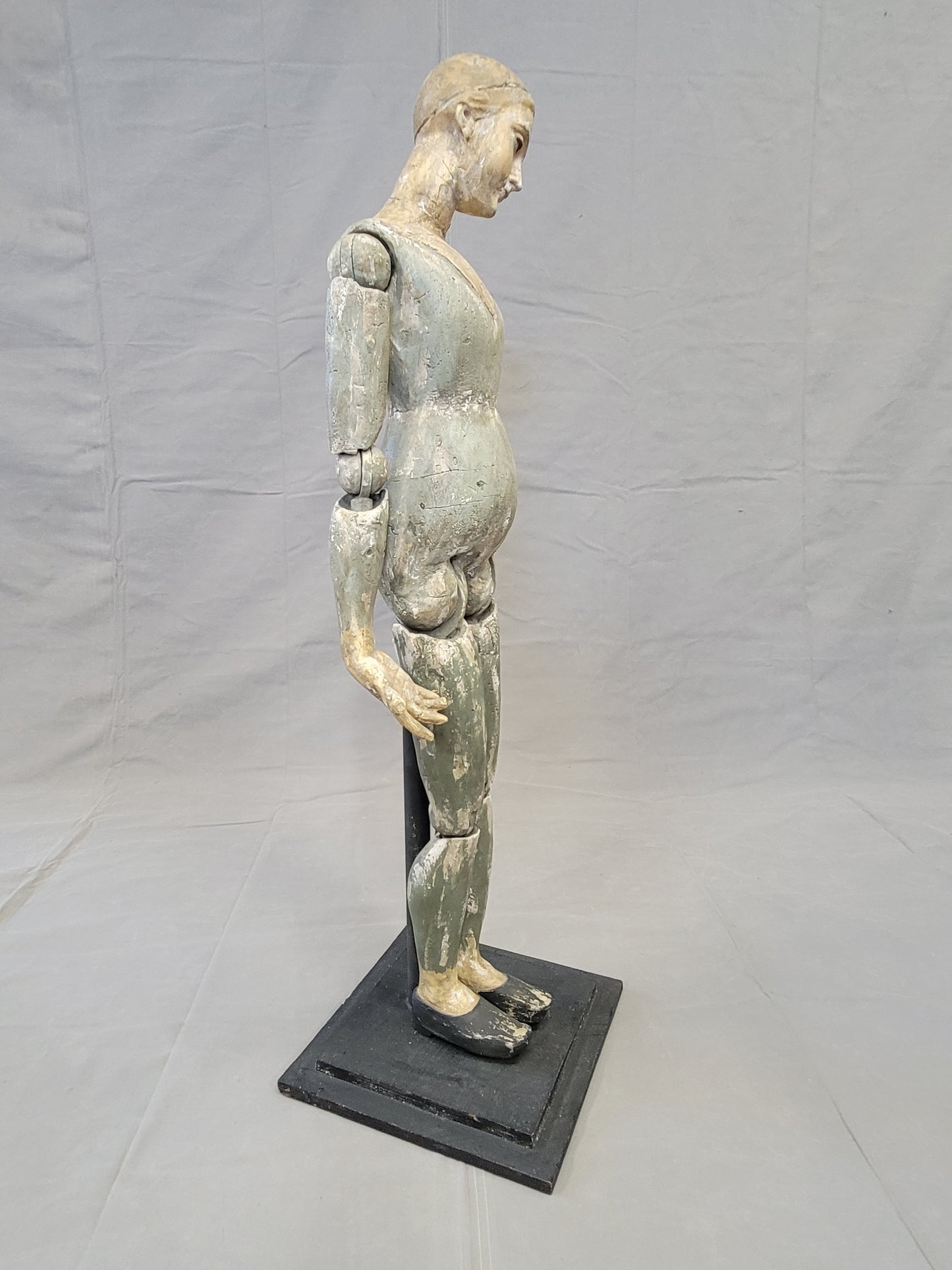 Vintage Spanish Colonial Style Articulated Large Virgin Mary Santos Sculpture on a Stand