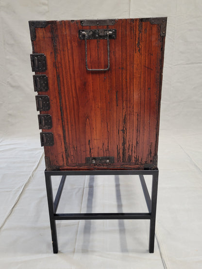 Antique Japanese Tansu Chest With Drawers on Contemporary Metal Stand