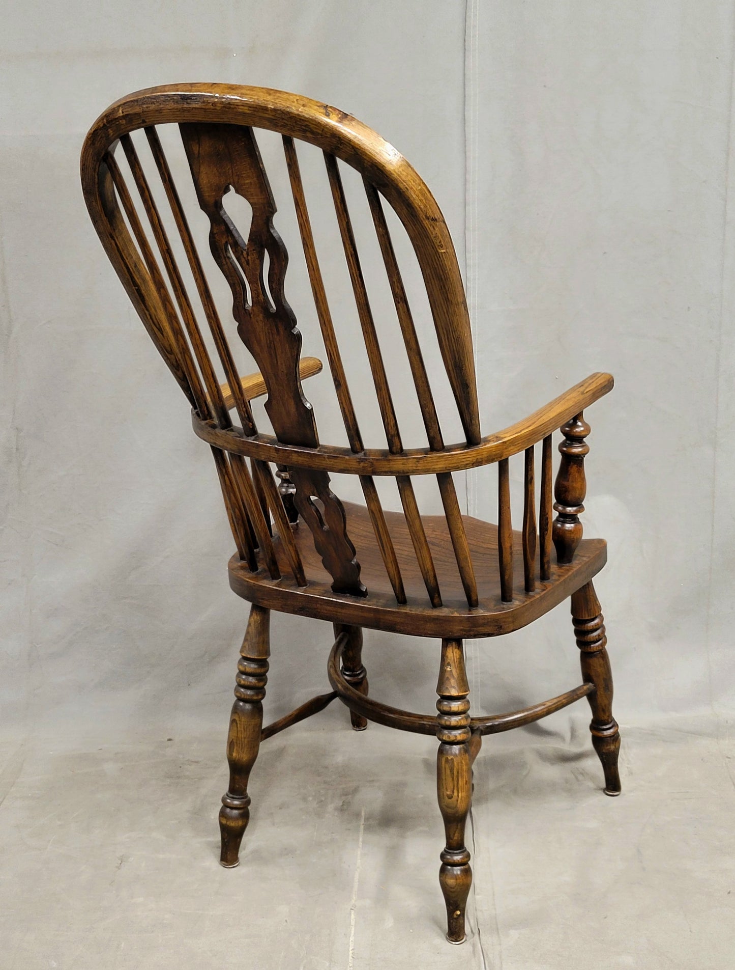 Vintage English Oak and Elm Windsor Chairs - A Pair
