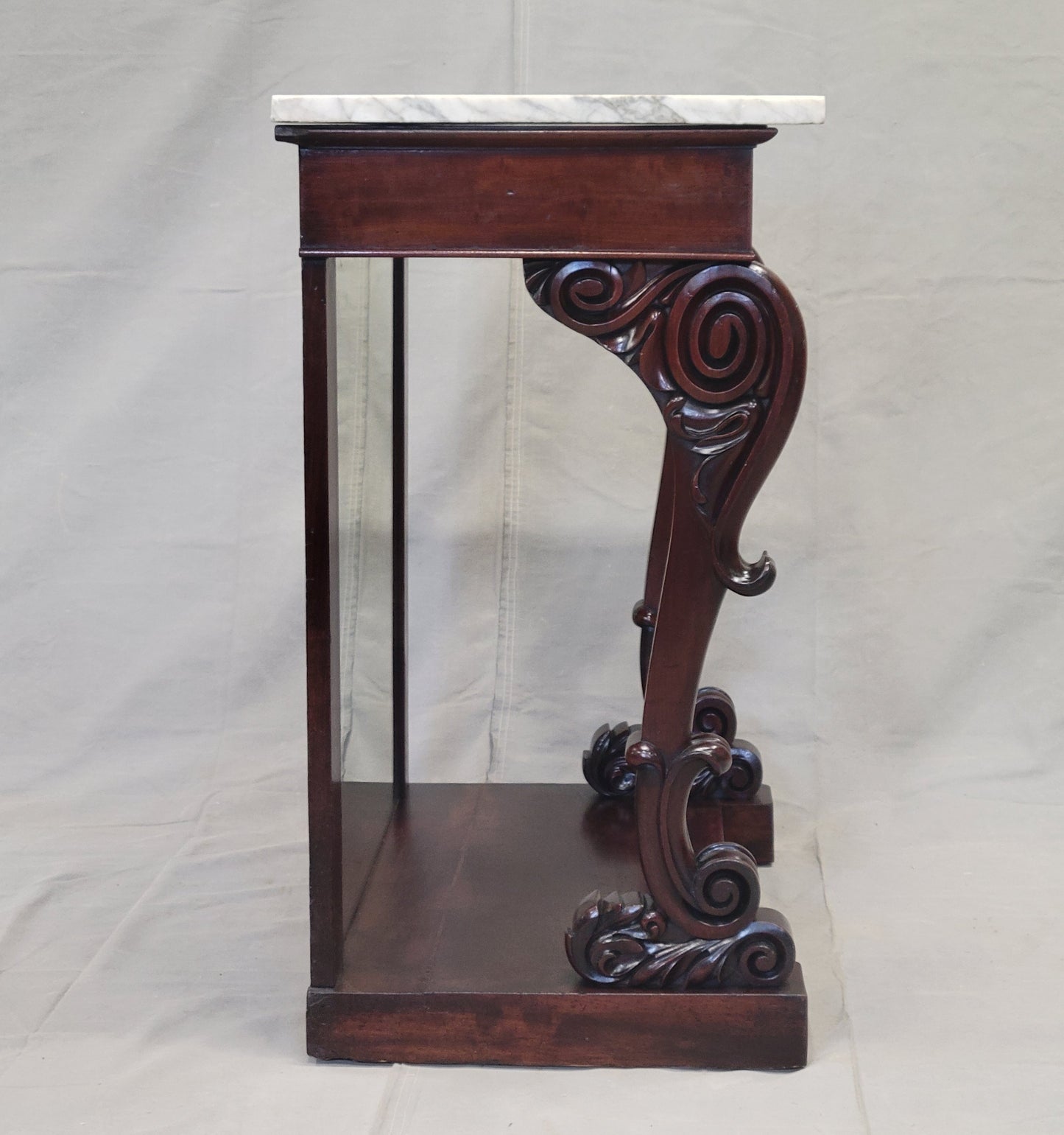 Antique 19th Century Mahogany Console Table With Carrara Marble Top