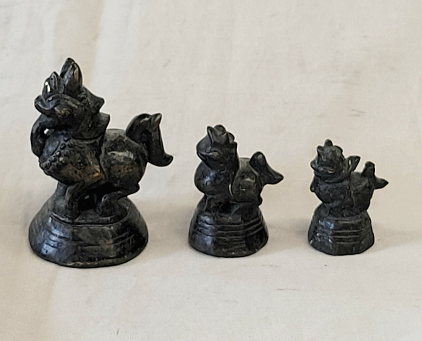 Set of 8 Antique Burmese Dragon Bronze Opium Weights
