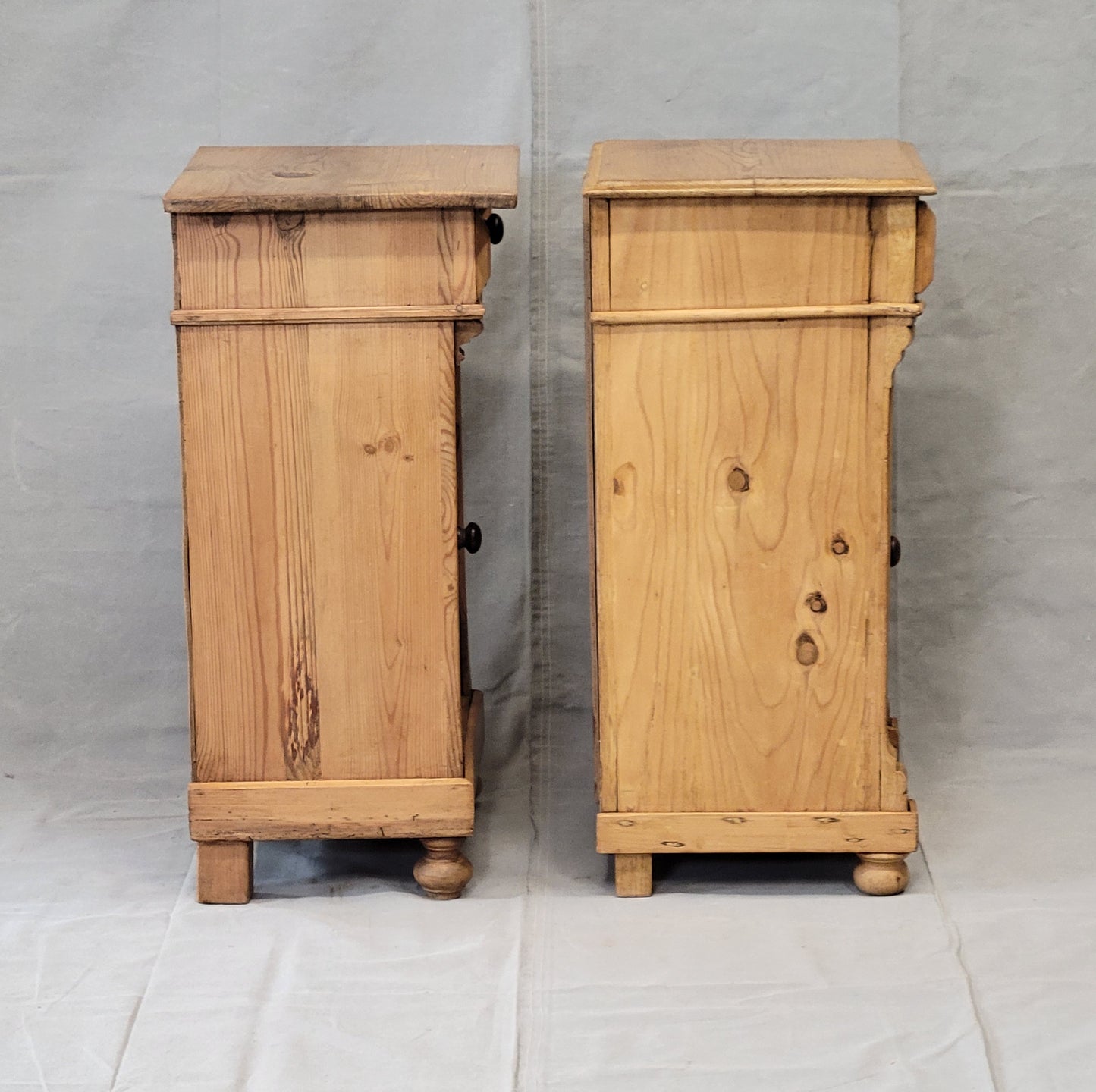 Antique Eastern European Pine Nightstands - a Near Pair