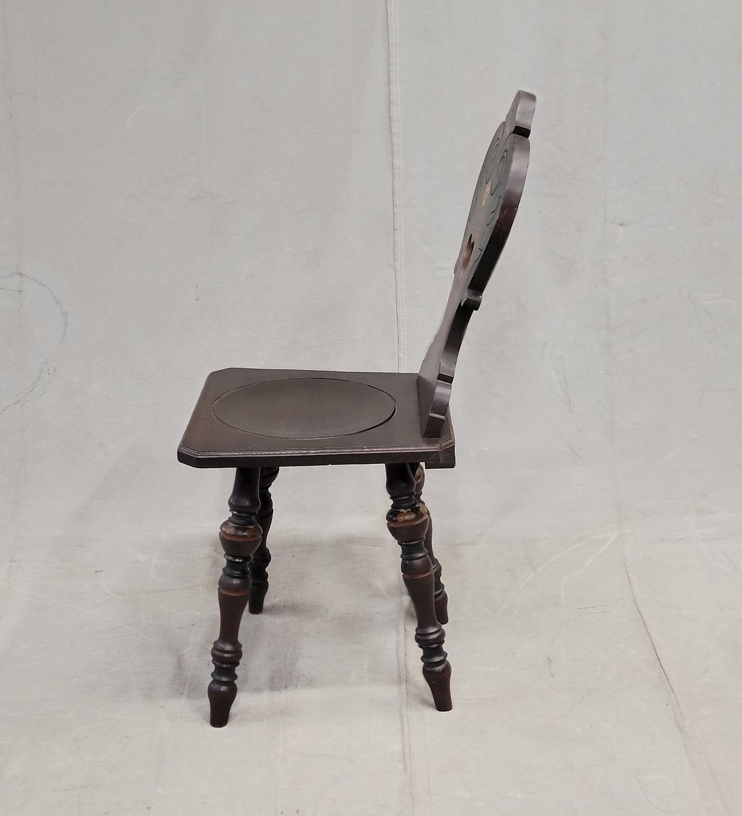Vintage Swiss/German Carved and Painted Board Chair
