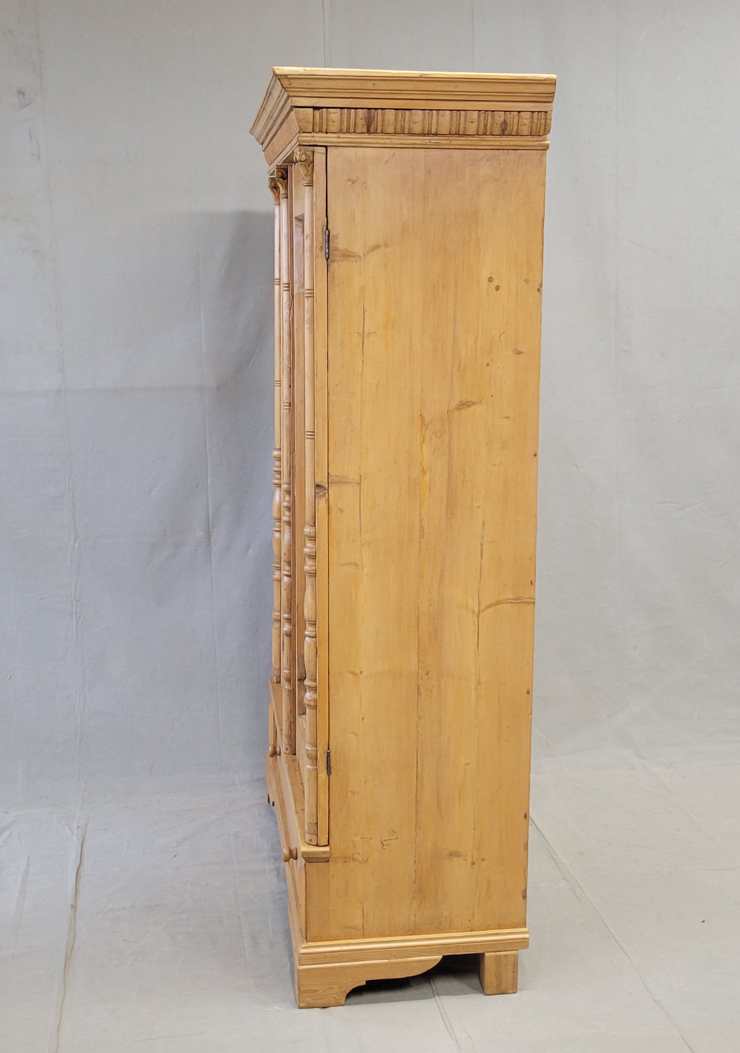 Antique Eastern European Pine Armoire Wardrobe With Shelves