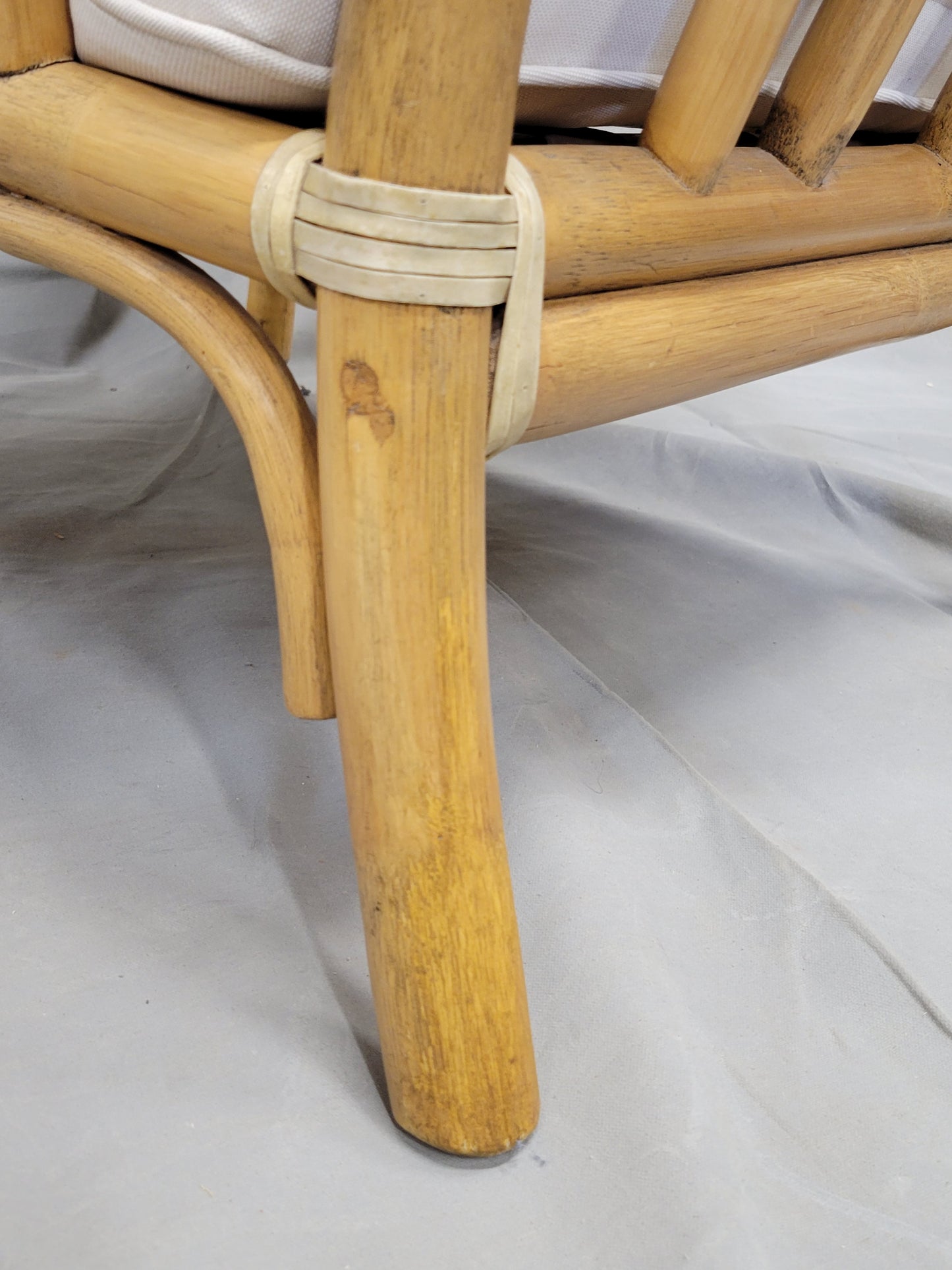 Vintage 1978 McGuire Bamboo Lounge Chairs With Rawhide Binding (Two Sets of Cushions) - a Pair