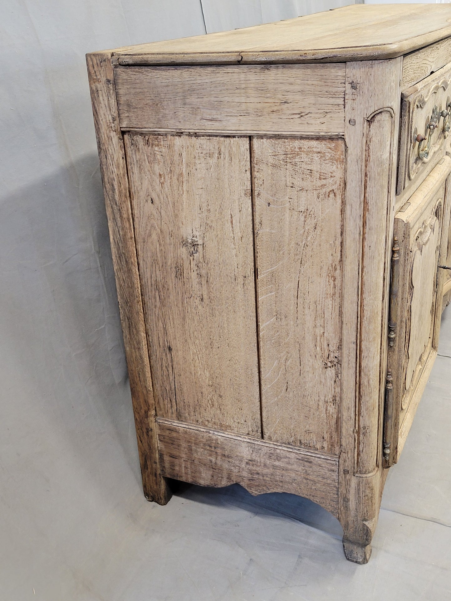 Antique 18th C. French Bleached Oak Serpentine Front Sideboard