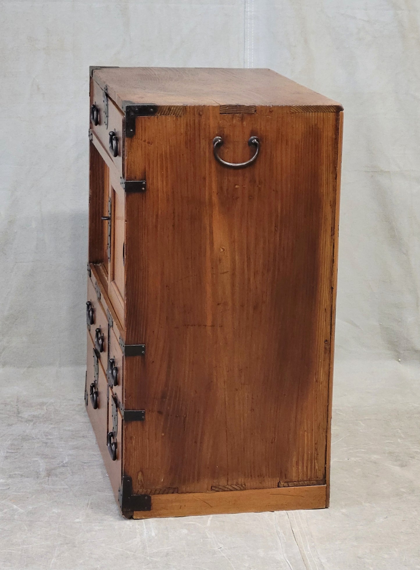 Antique Late 1800s (Meiji Era) Japanese Kansai Style Cedar Merchant Chest Tansu