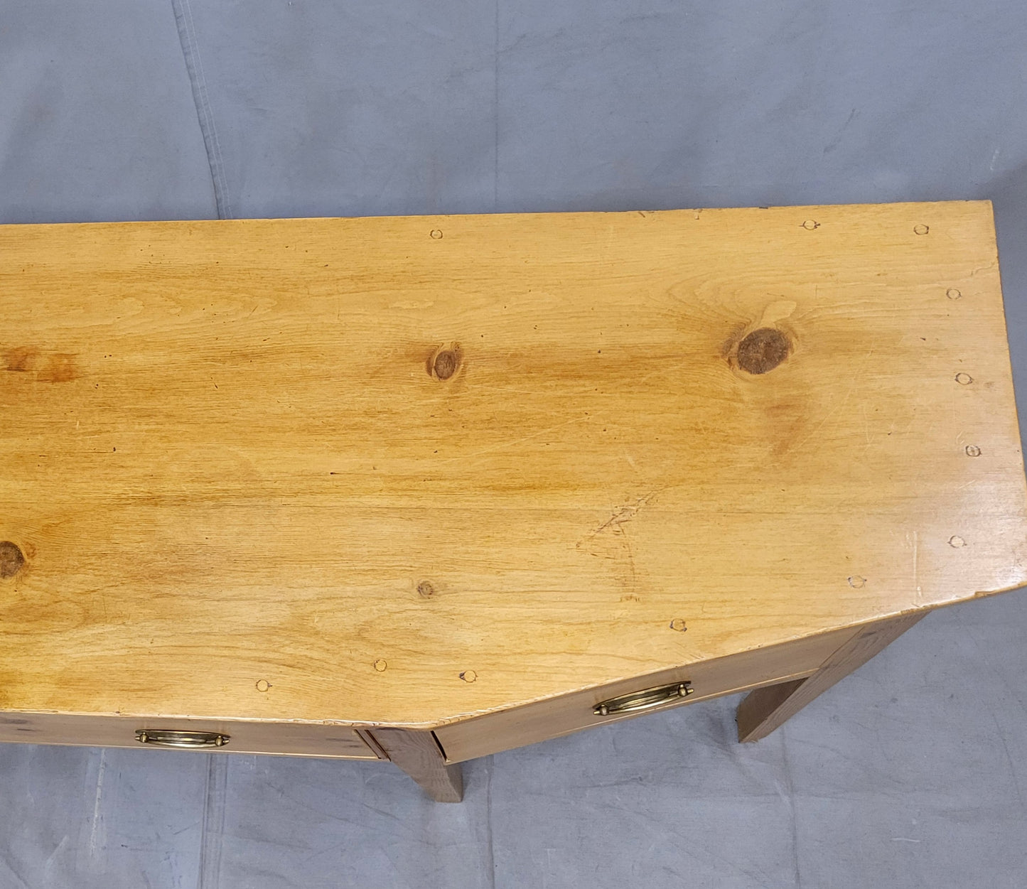 Vintage Shaker Style Pine Console Sideboard Buffet With Brass Pulls