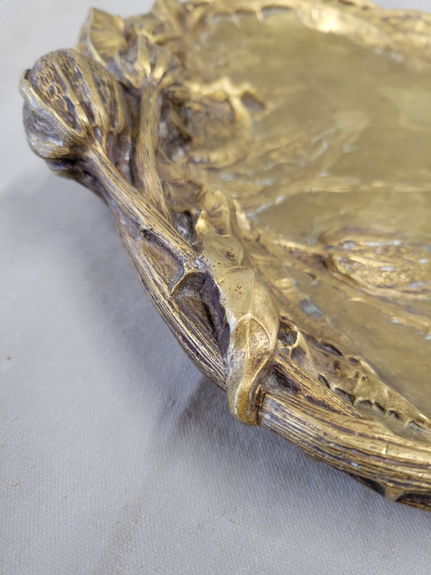 Antique Art Nouveau Signed Albert Marrionet Bronze "Vide Poche" Valet Tray (RL)