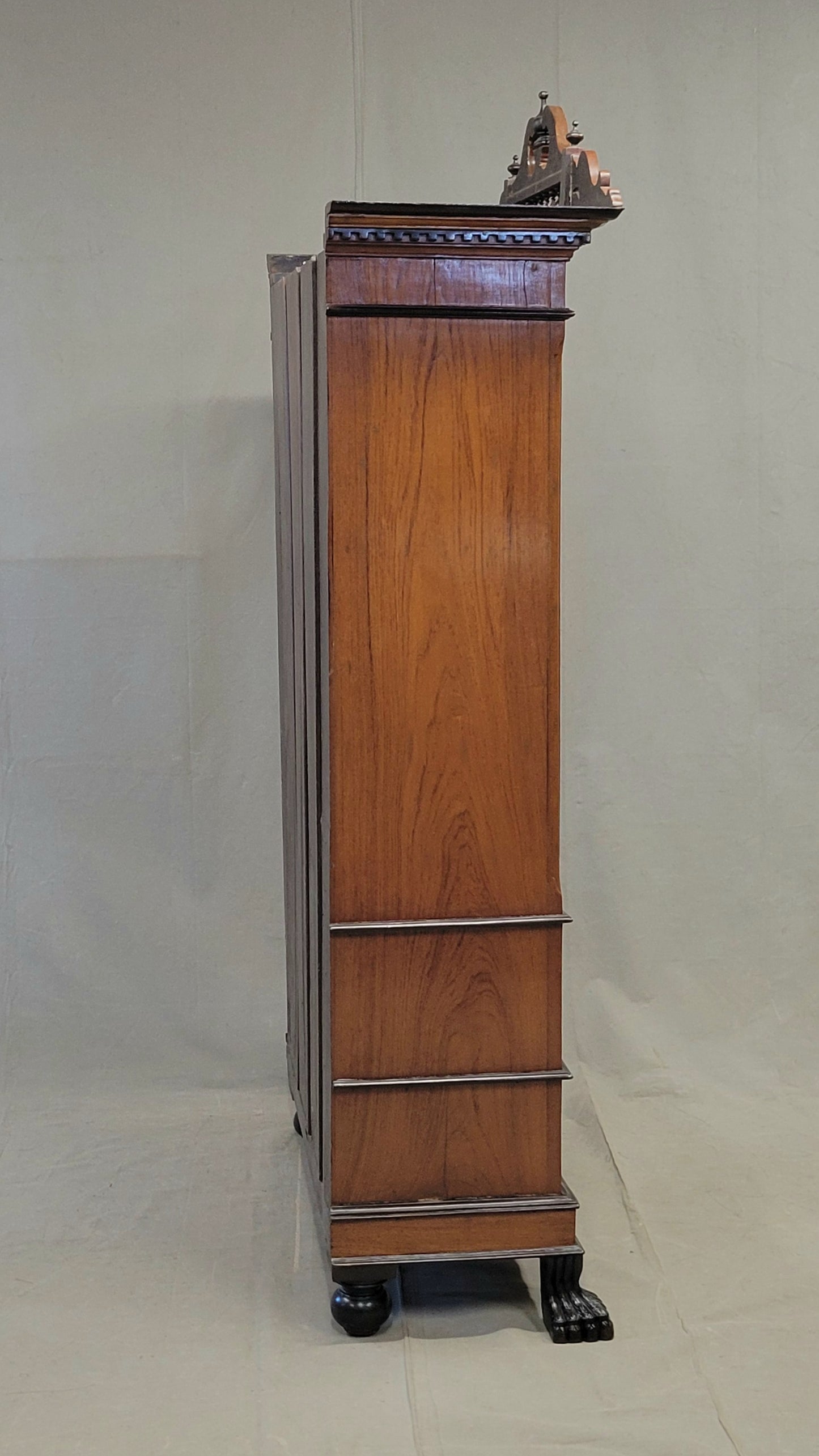 Antique Circa 1900 Anglo Indian Teak and Rosewood Mirrored Cabinet With Inlay
