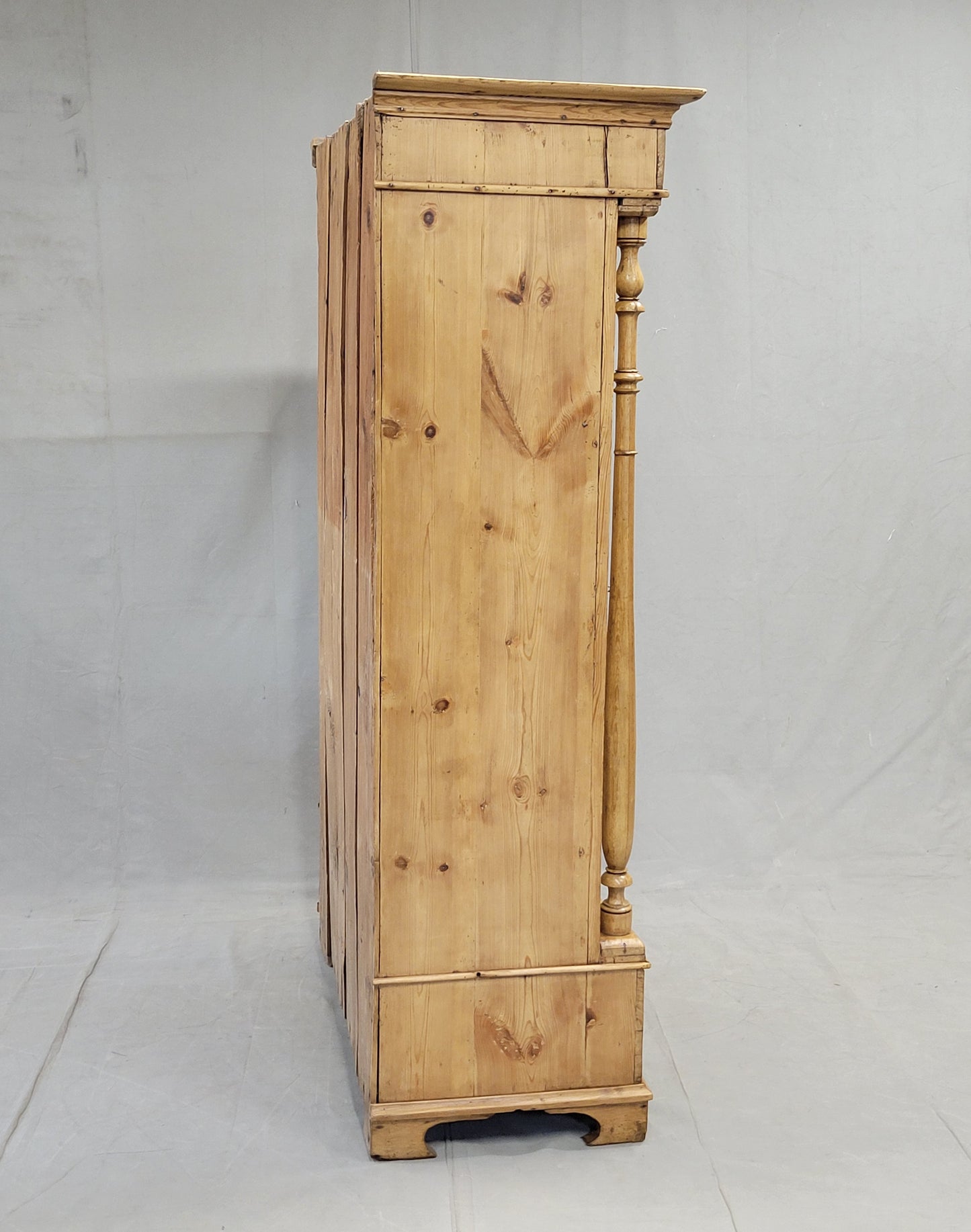 Antique 19th Century Danish Scandinavian Pine Bow Front Armoire Wardrobe