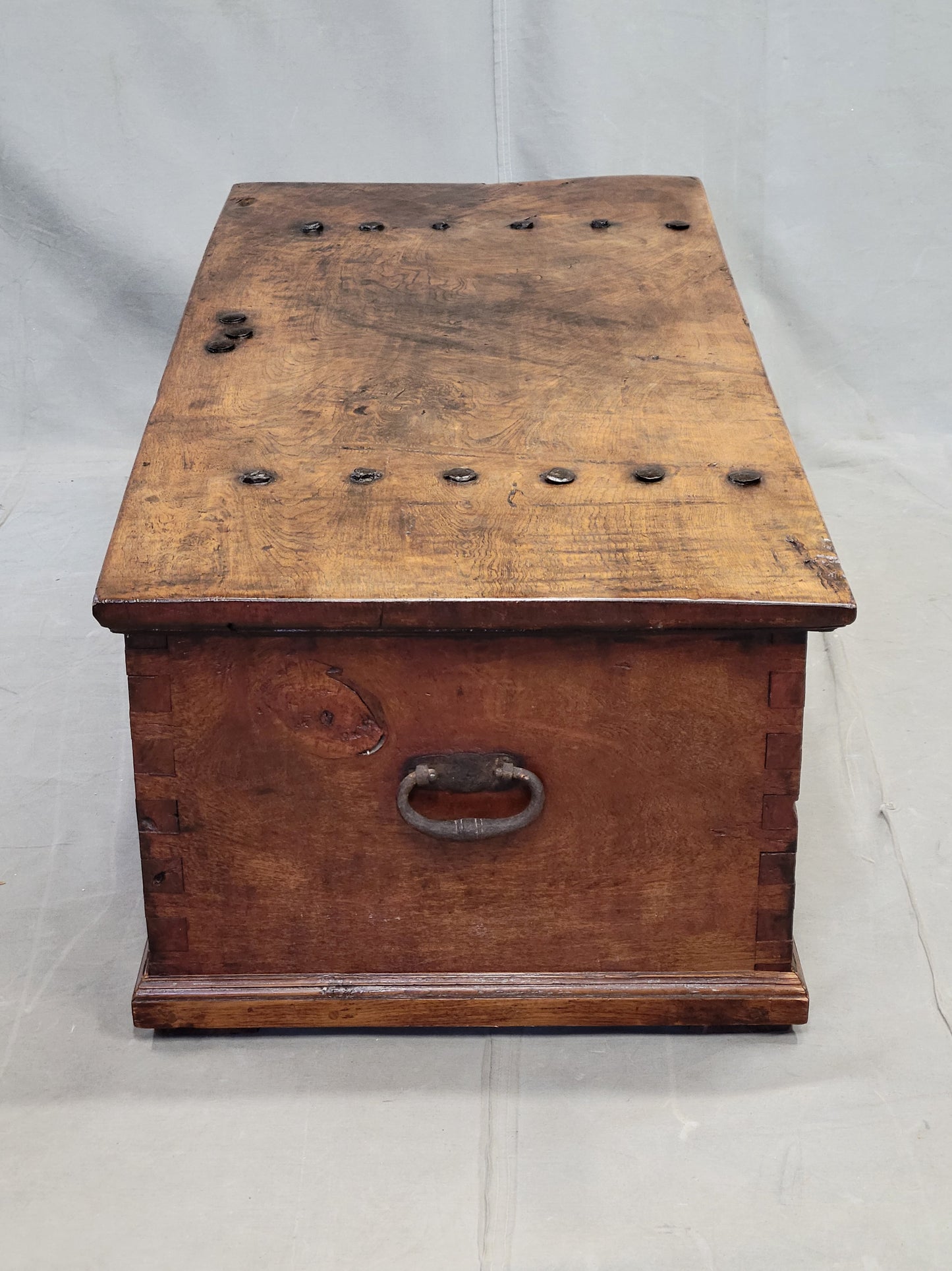 Antique Teak Storage Box With Iron Hardware Coffee Table (RL)