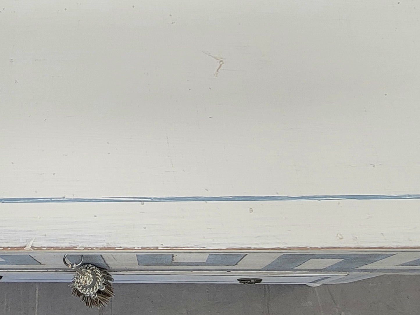 Antique English Painted Dresser Chest of Drawers With Greek Key Motif