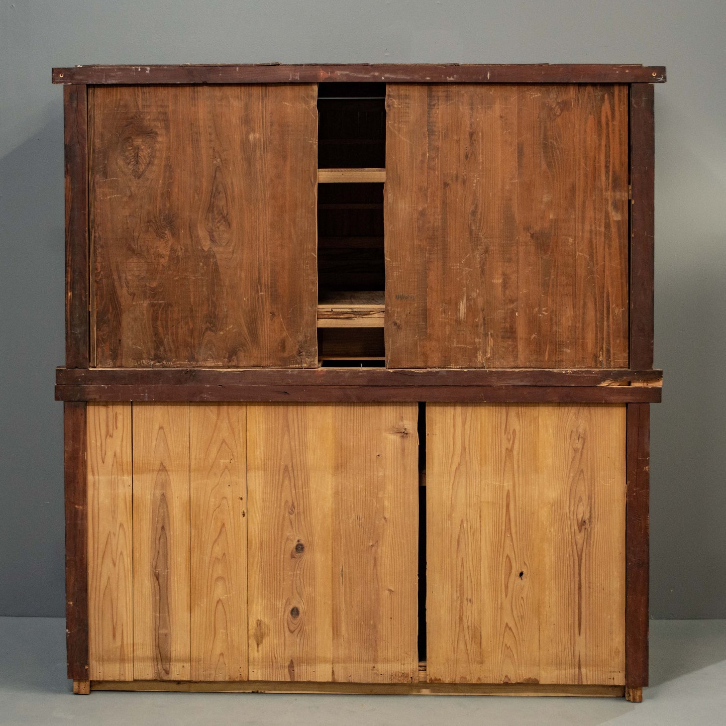 Antique Japanese Meiji Period Two Piece Tansu Chest (Goshu Mizuya)