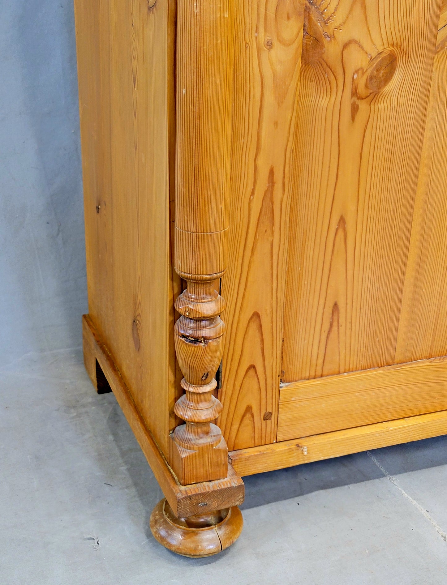 Antique Circa 1880 Swedish Pine Sideboard Buffet With Original Mirror