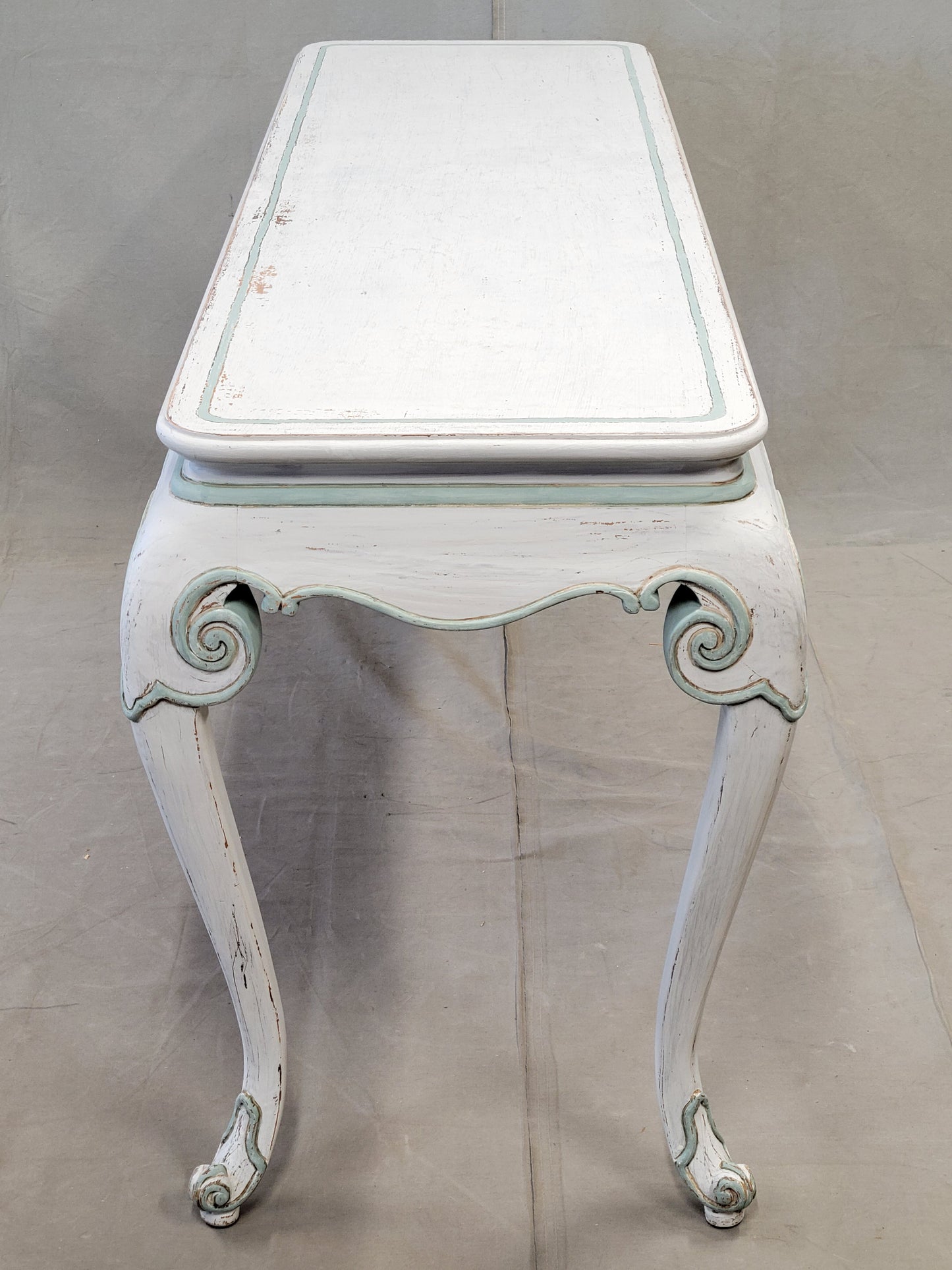 Vintage French Style Painted Cabriole Console Table