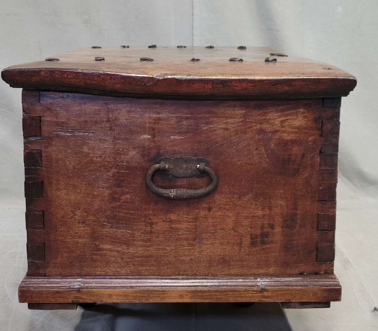 Antique Teak Storage Box With Iron Hardware Coffee Table (RL)