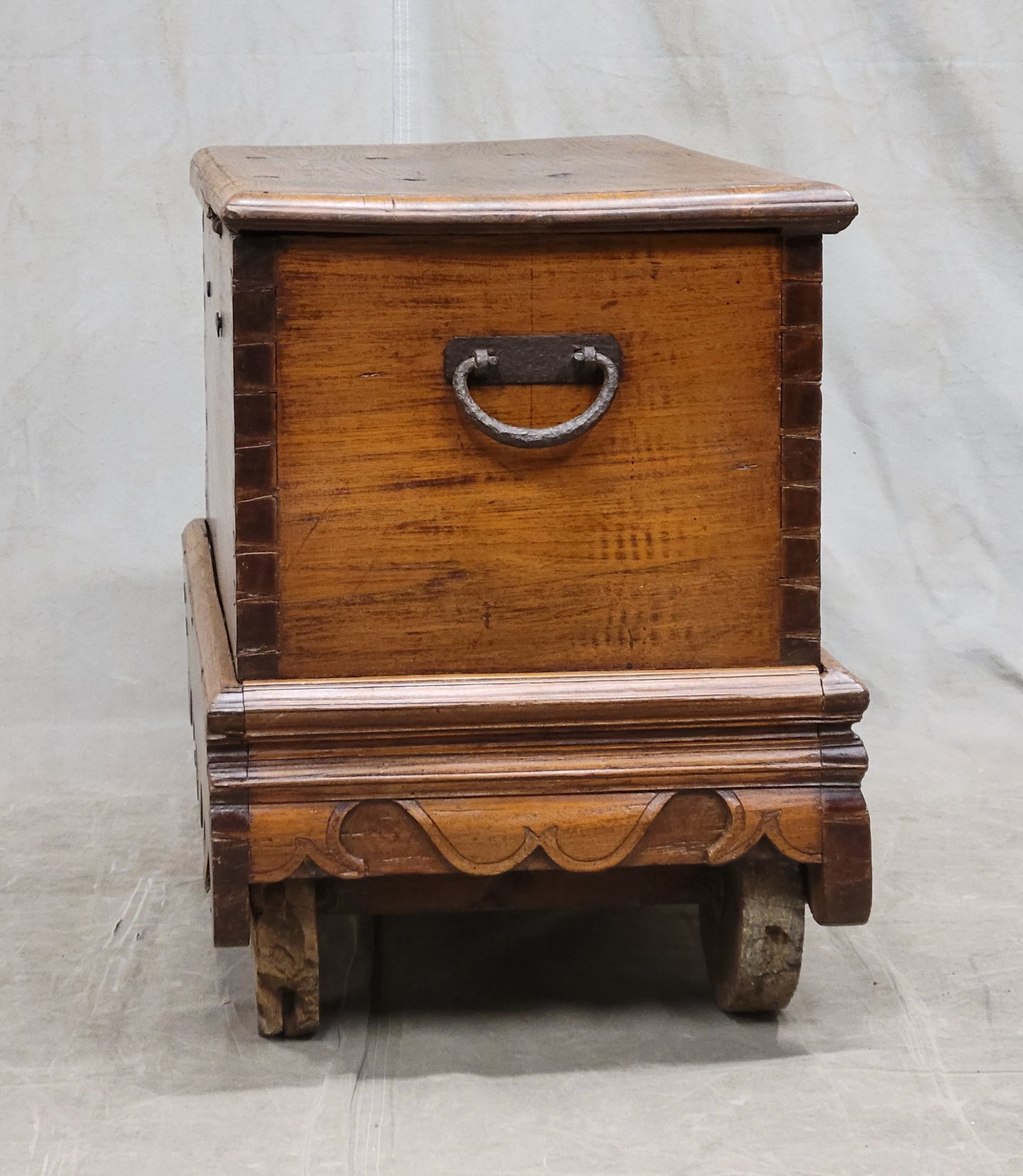 Antique Javanese Teak Grobog Blanket Chest on Wheels