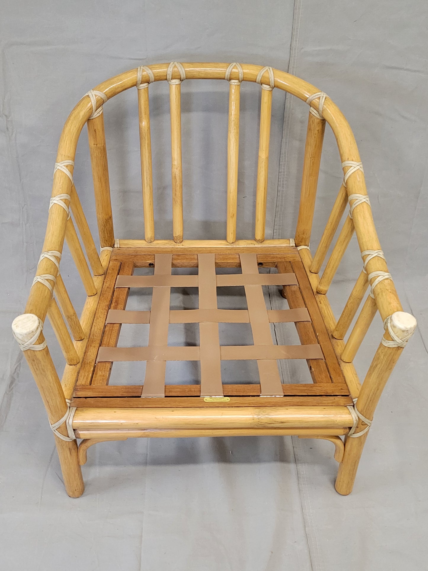 Vintage 1978 McGuire Bamboo Lounge Chairs With Rawhide Binding (Two Sets of Cushions) - a Pair