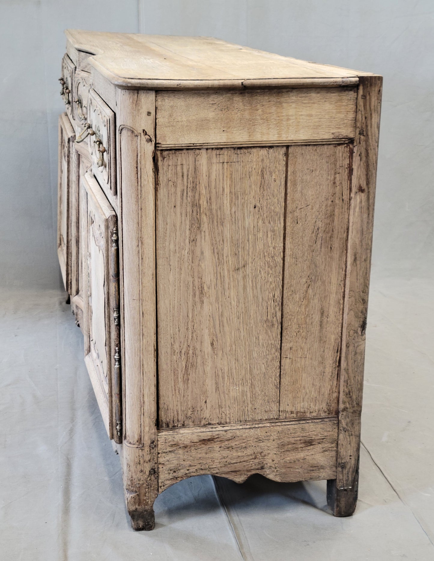 Antique 18th C. French Bleached Oak Serpentine Front Sideboard