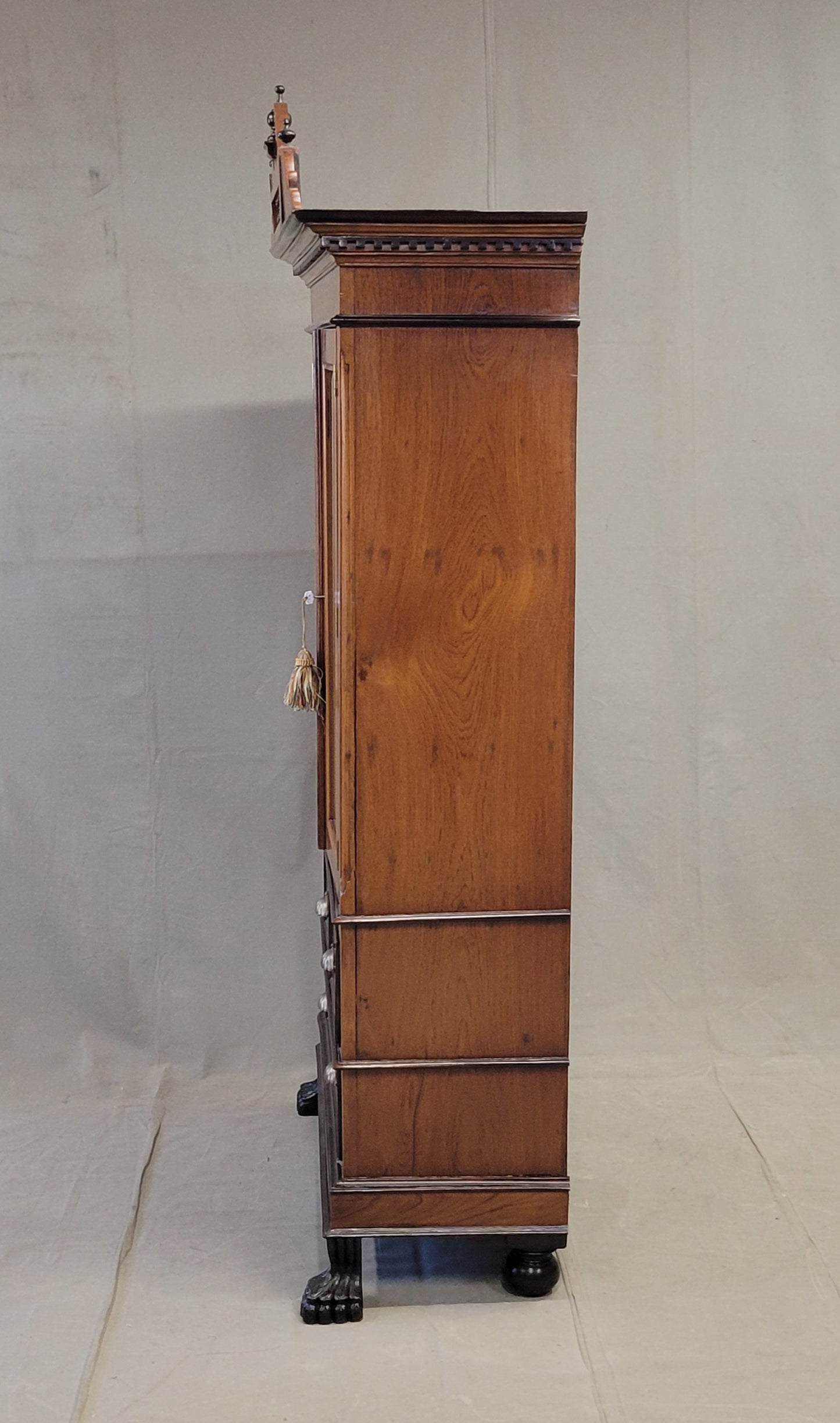 Antique Circa 1900 Anglo Indian Teak and Rosewood Mirrored Cabinet With Inlay