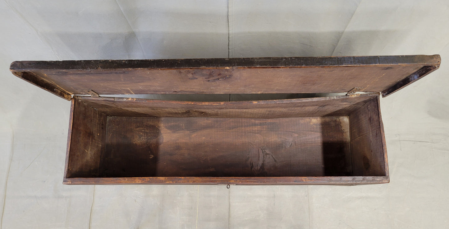 Vintage Berber Moroccan Trunk With Handpainted Arched Designwork, Signed