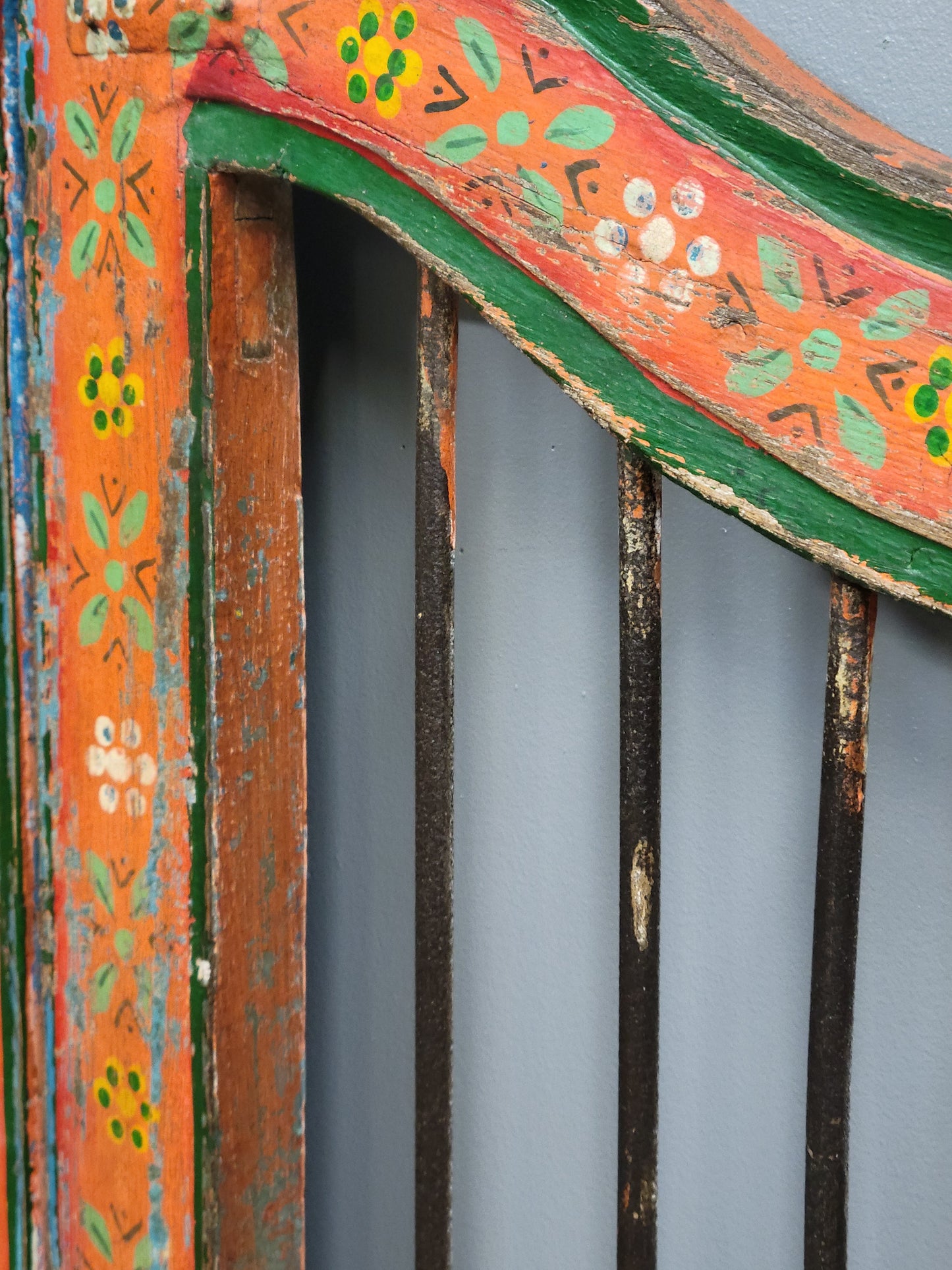 Antique Painted Indian Dog Gates Wall Hanging