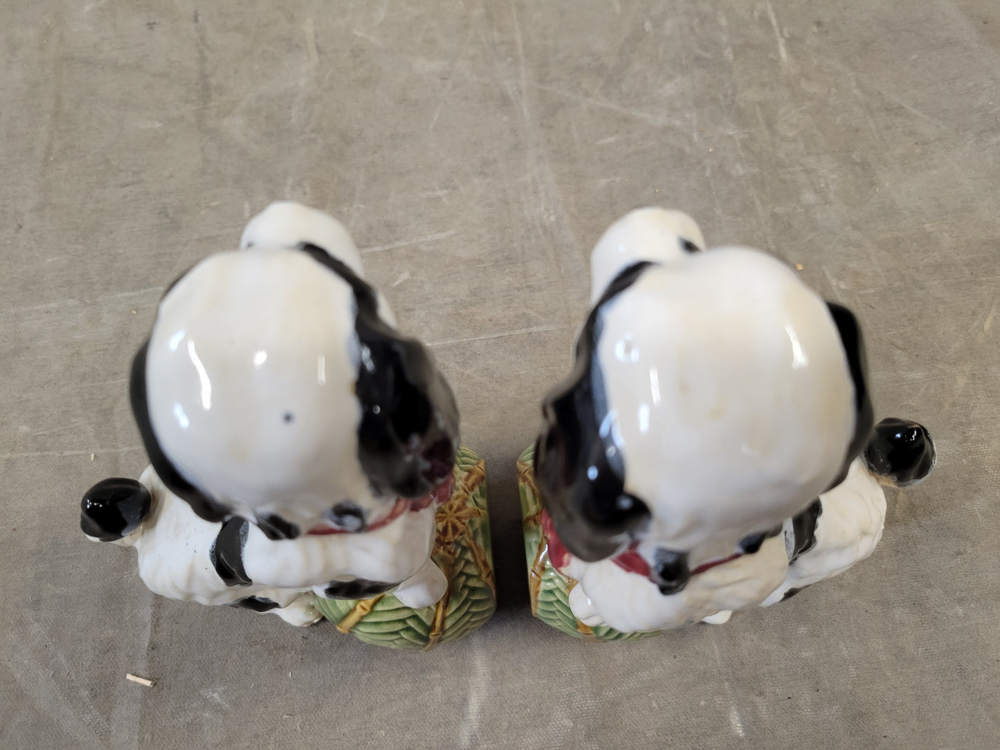 Vintage Majolica Staffordshire Cavalier King Charles Spaniel Bookends - a Pair