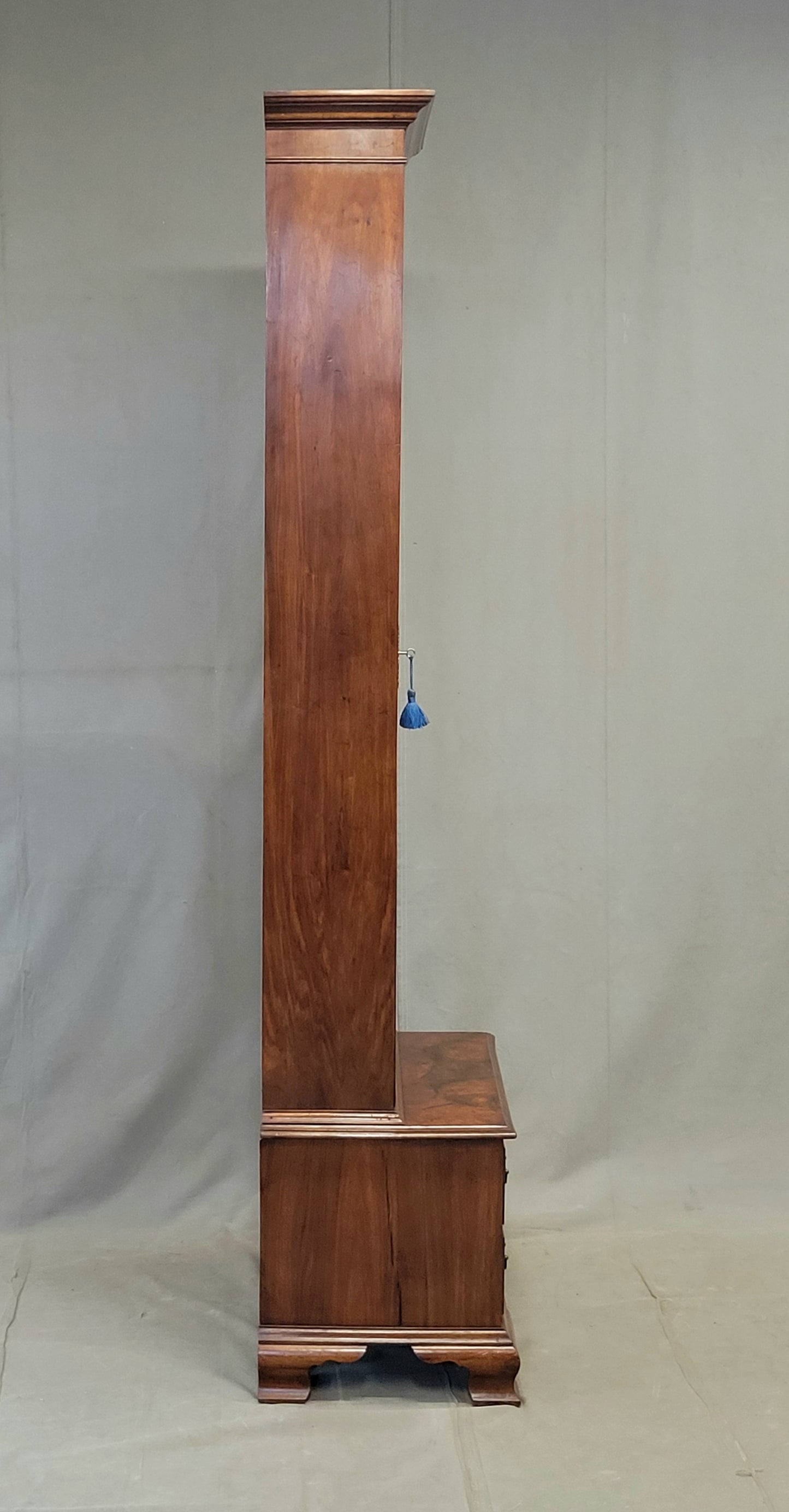 Antique English Mahogany Single Glass Door 2-piece Curio Display Cabinet