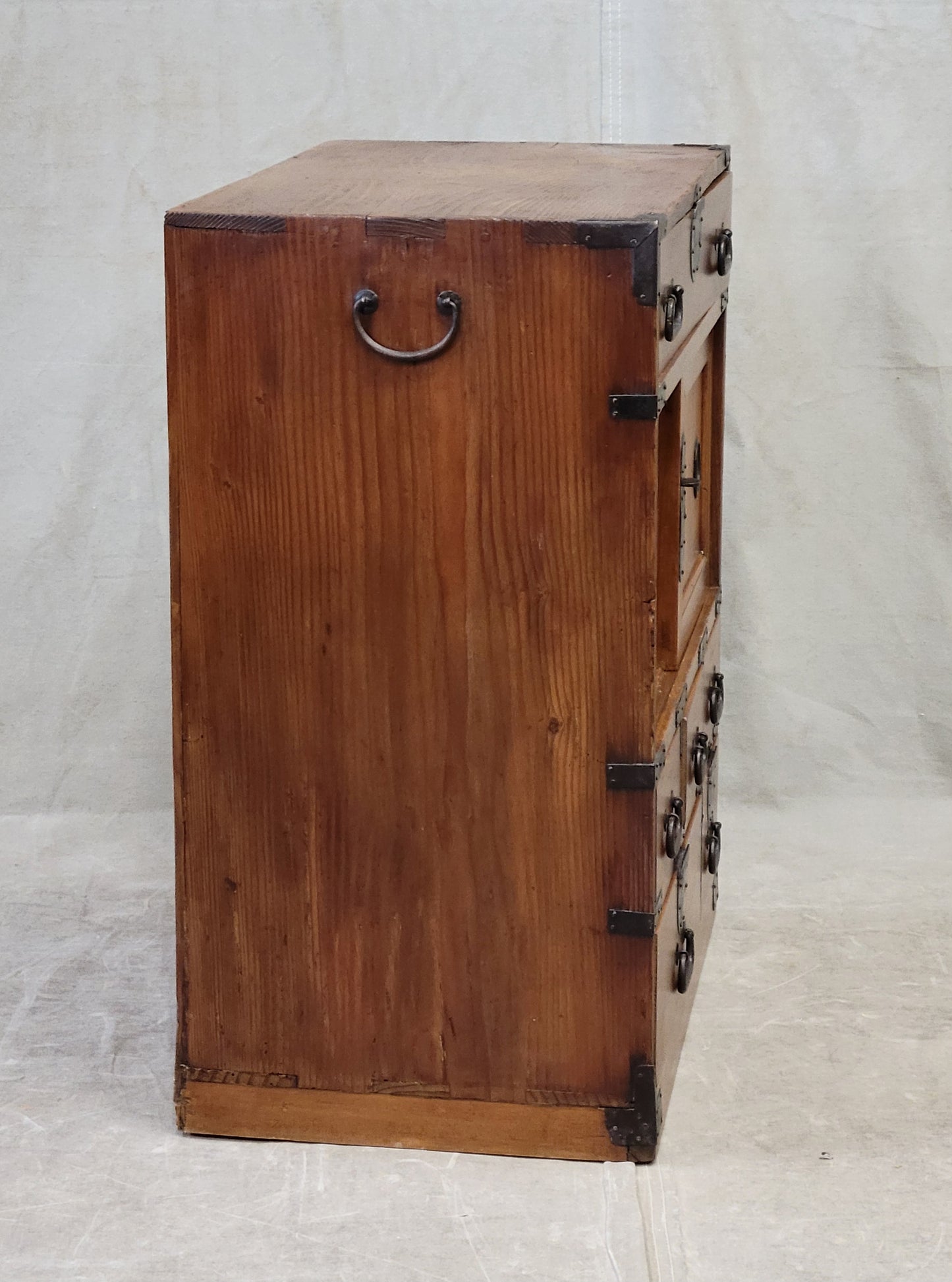 Antique Late 1800s (Meiji Era) Japanese Kansai Style Cedar Merchant Chest Tansu