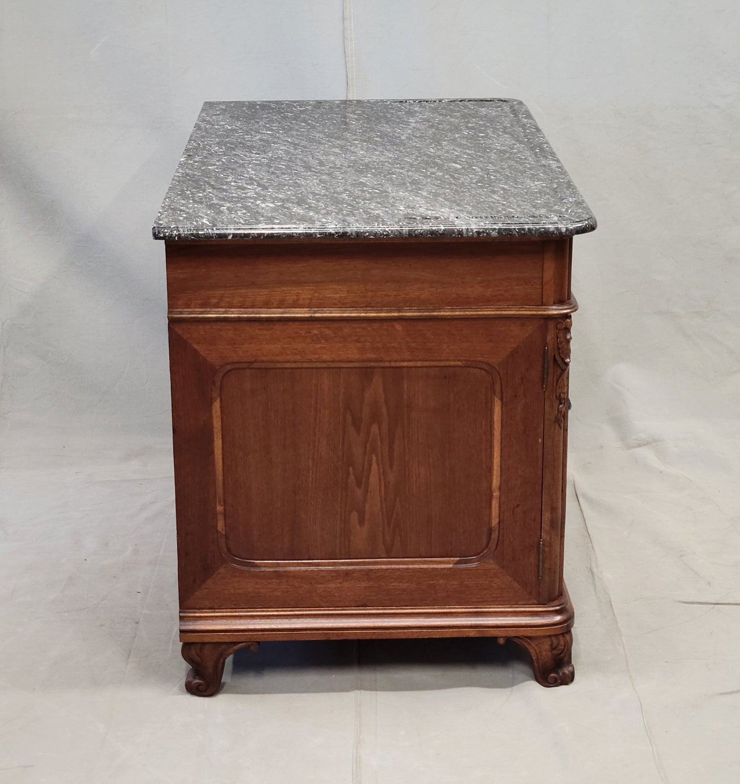 Antique Early 1900s Austrian Walnut Marble Top Sideboard Buffet