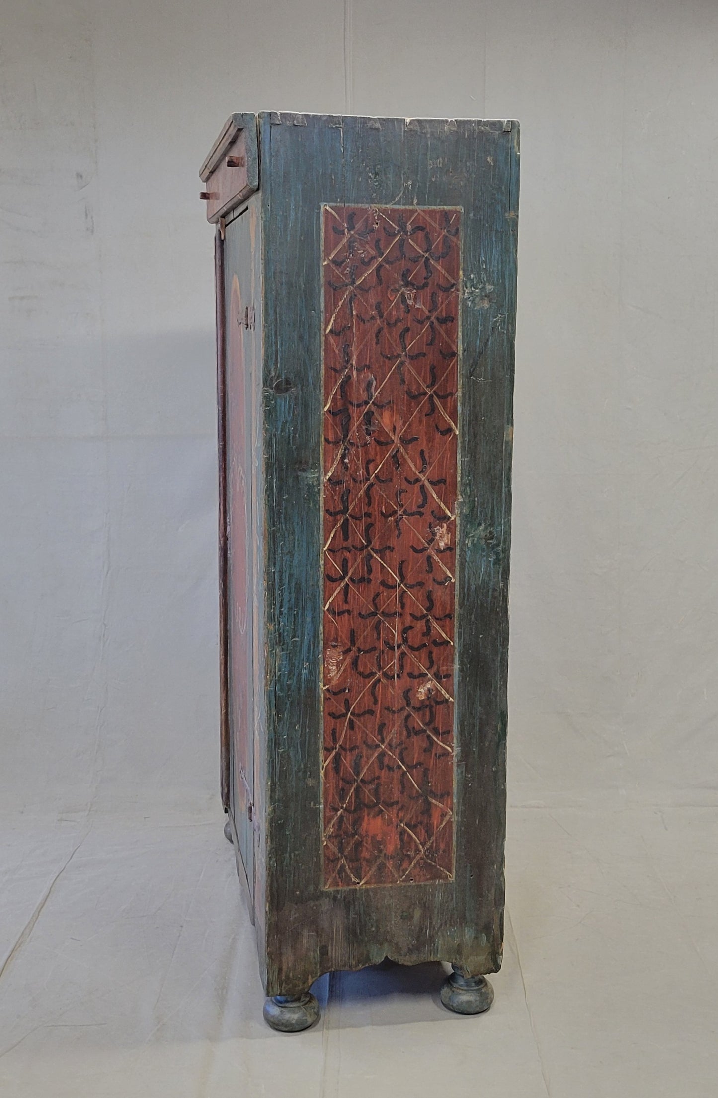 Antique Early 1800s Eastern European Pine Wardrobe Armoire With Original Paint