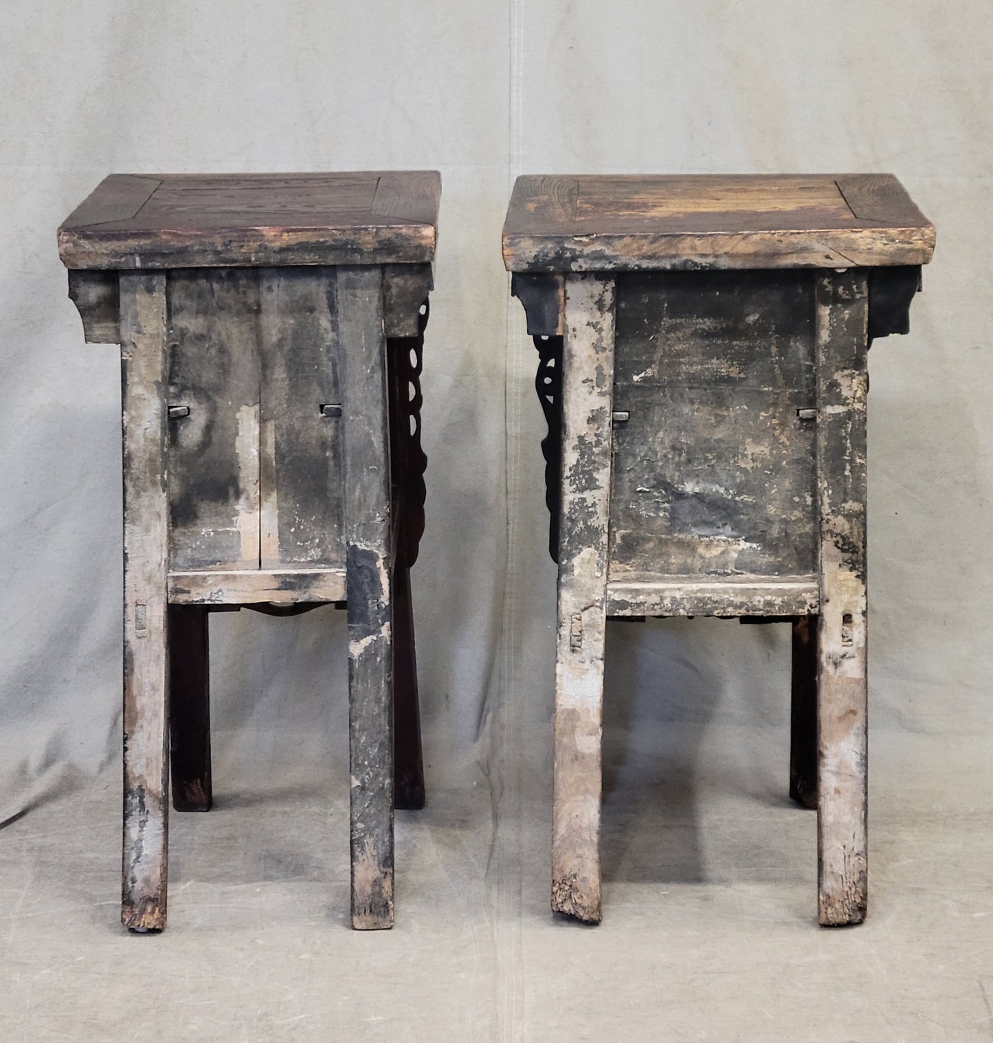 Antique Chinese Elm Side Tables / Altar Tables - a Near Pair