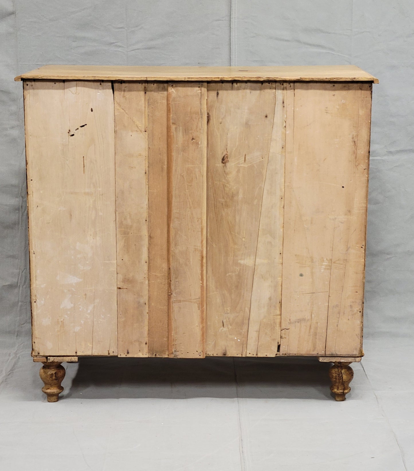 Antique English Edwardian Circa 1900 Scrubbed Pine Dresser Chest of Drawers With Turnip Feet