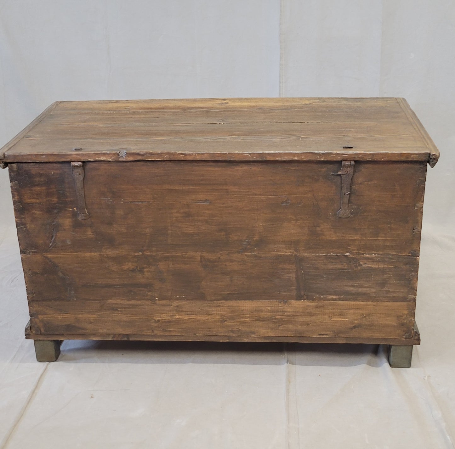 Antique German Pine Blanket Chest with Original Paint