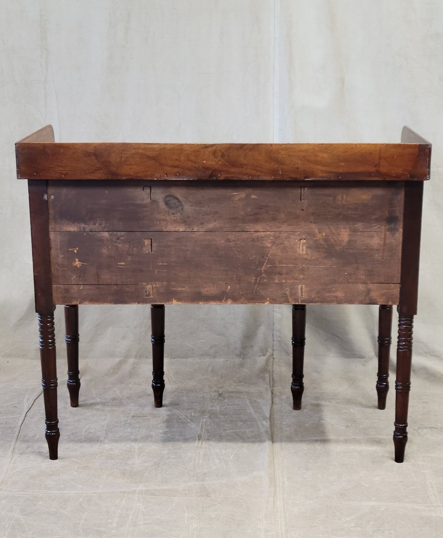 Antique English Mahogany Hepplewhite Style Bowfront Buffet With Brass Pulls