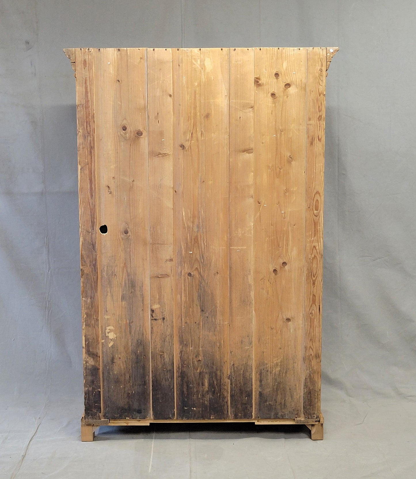Antique Eastern European Pine Armoire Wardrobe With Shelves