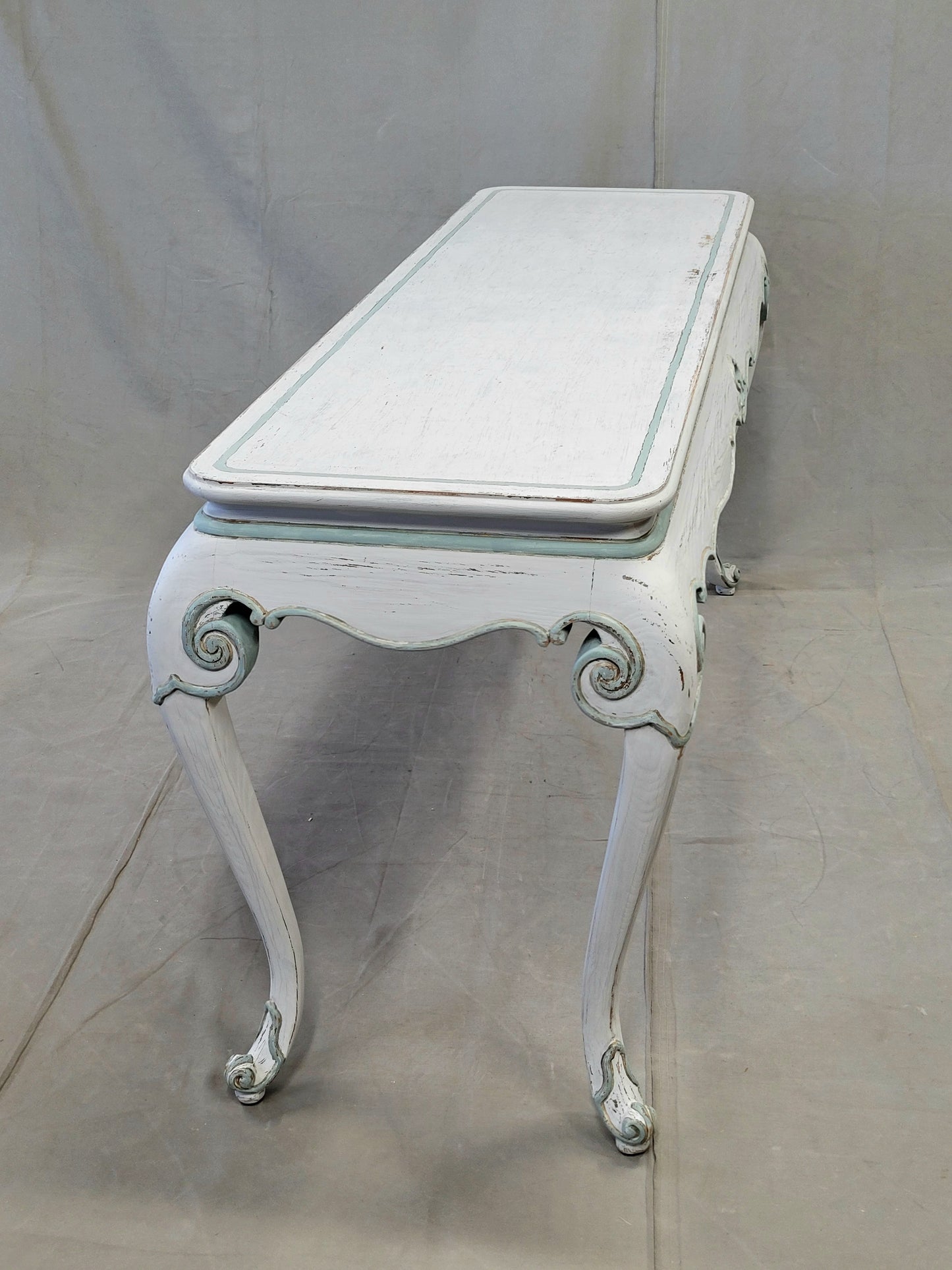 Vintage French Style Painted Cabriole Console Table
