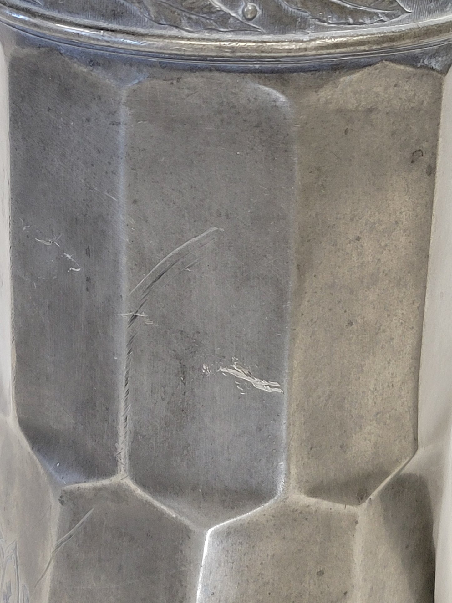 Antique Circa 1900 Art Nouveau Kayserzinn "4010" Pewter Tankard With Monogram