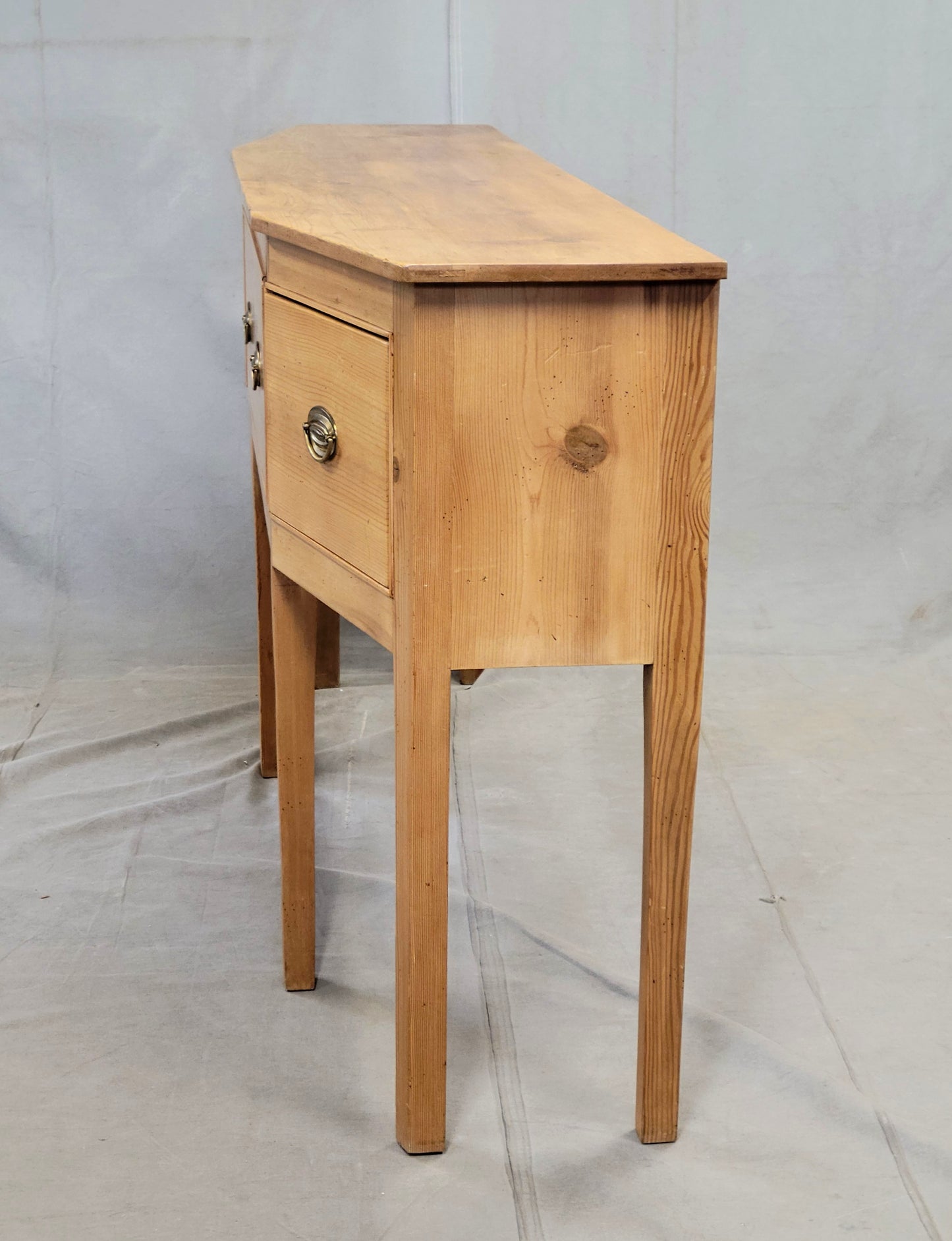 Vintage Shaker Style Pine Console Sideboard Buffet With Brass Pulls