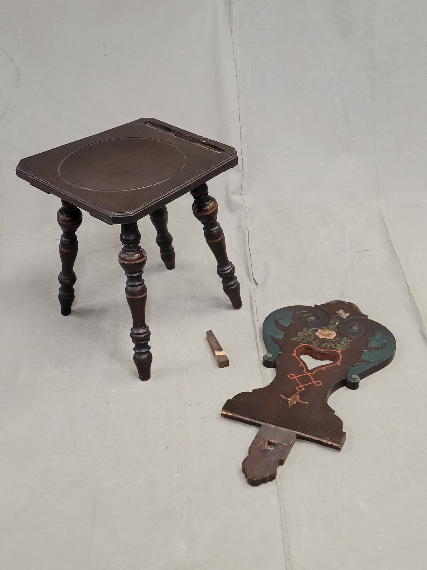 Vintage Swiss/German Carved and Painted Board Chair