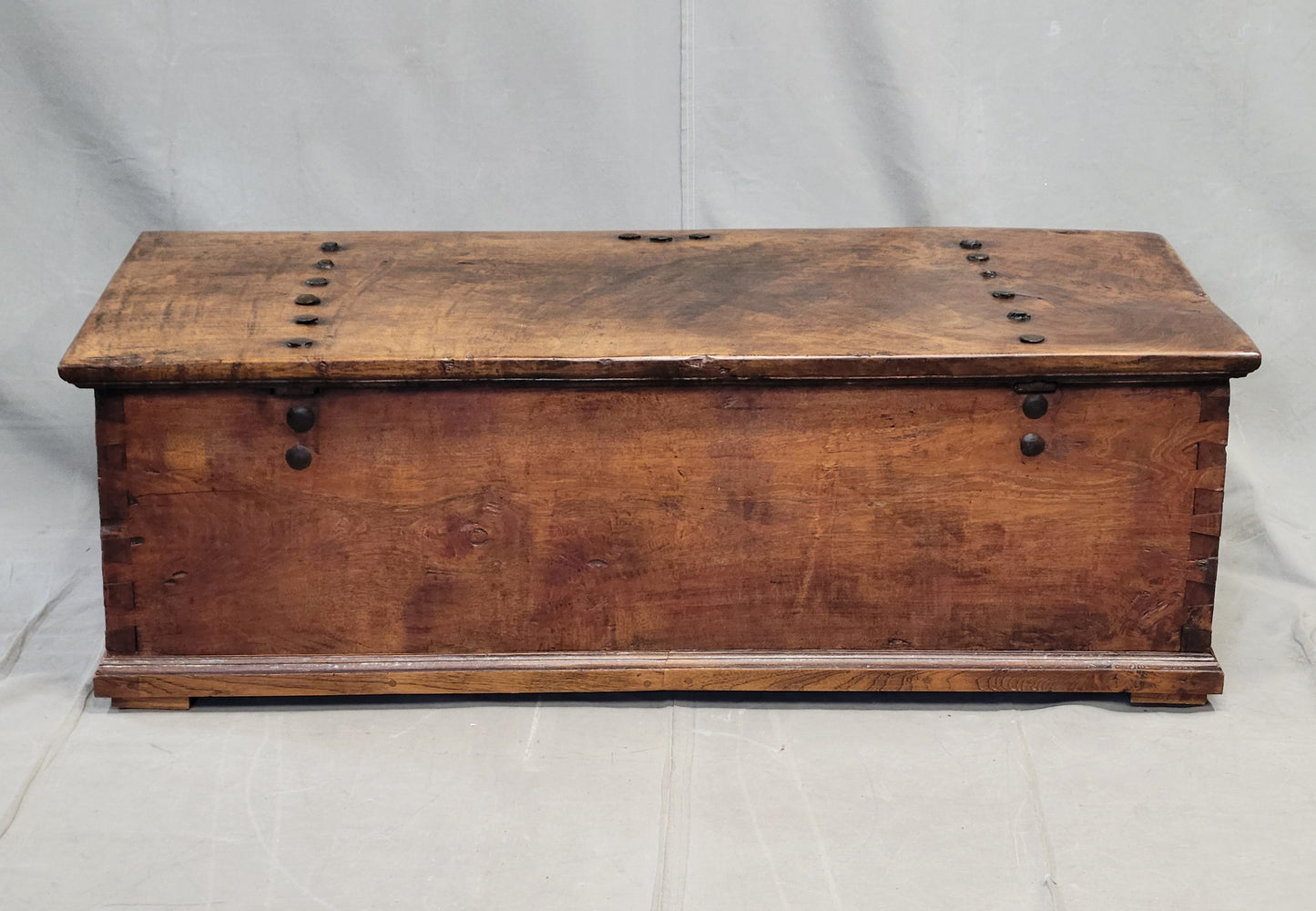 Antique Teak Storage Box With Iron Hardware Coffee Table (RL)