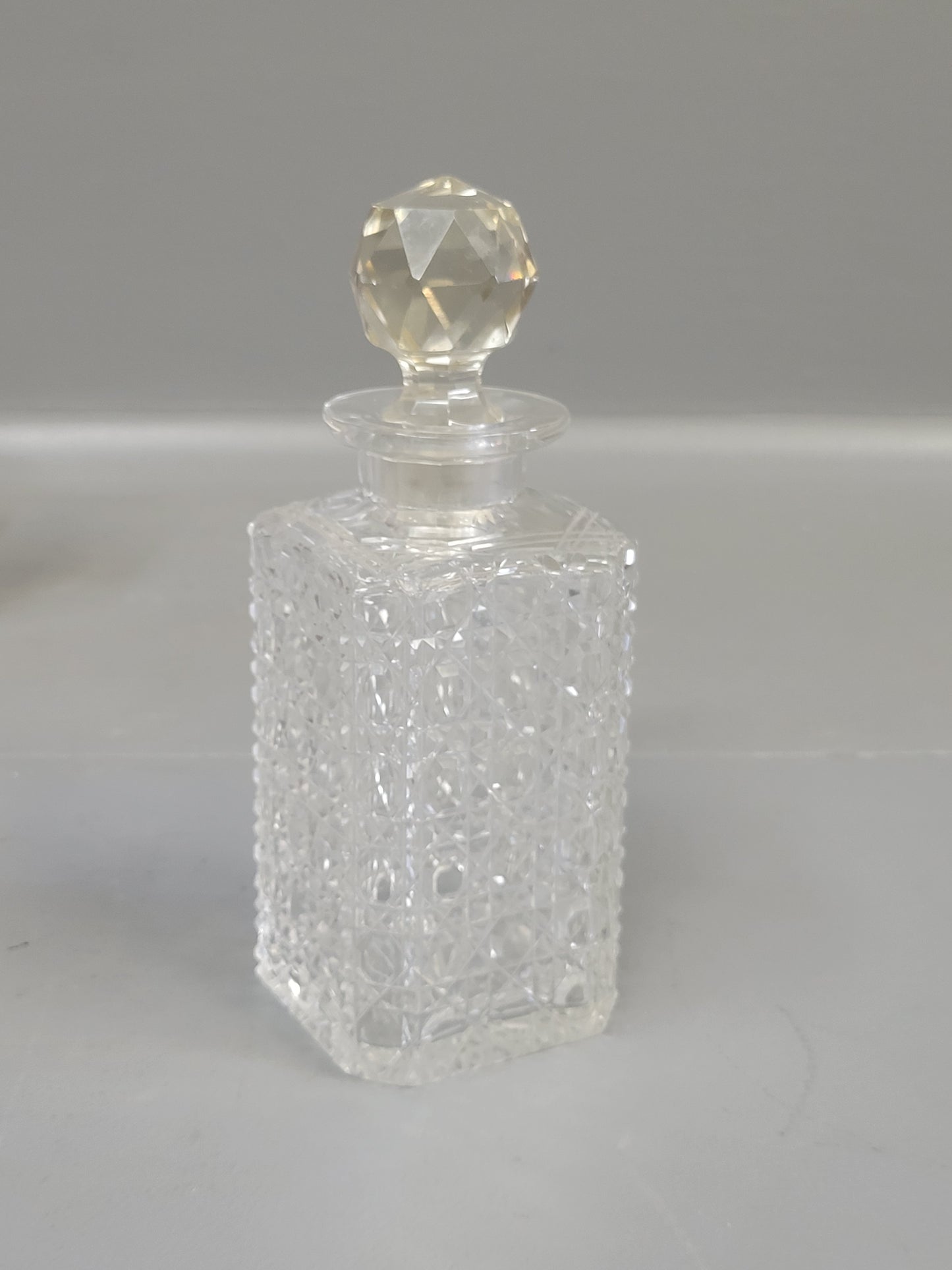 Antique Circa 1900 English Three Bottle Cut Crystal and Oak Tantalus