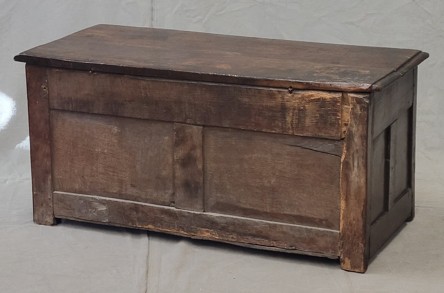 Antique 1800s English Carved Oak Coffer Storage Trunk Box